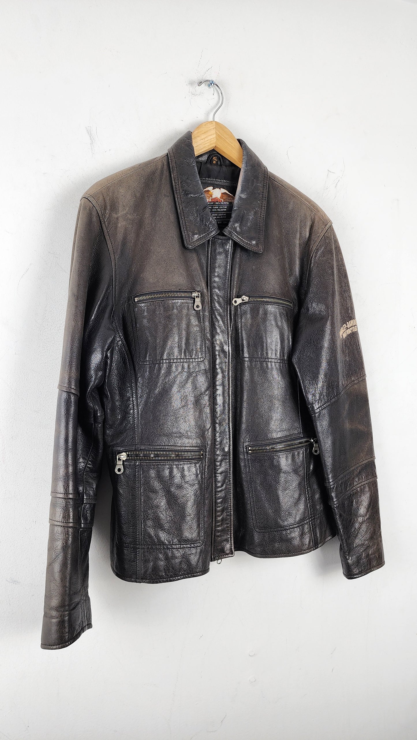 Vintage Harley Davidson Leather Jacket with Fading