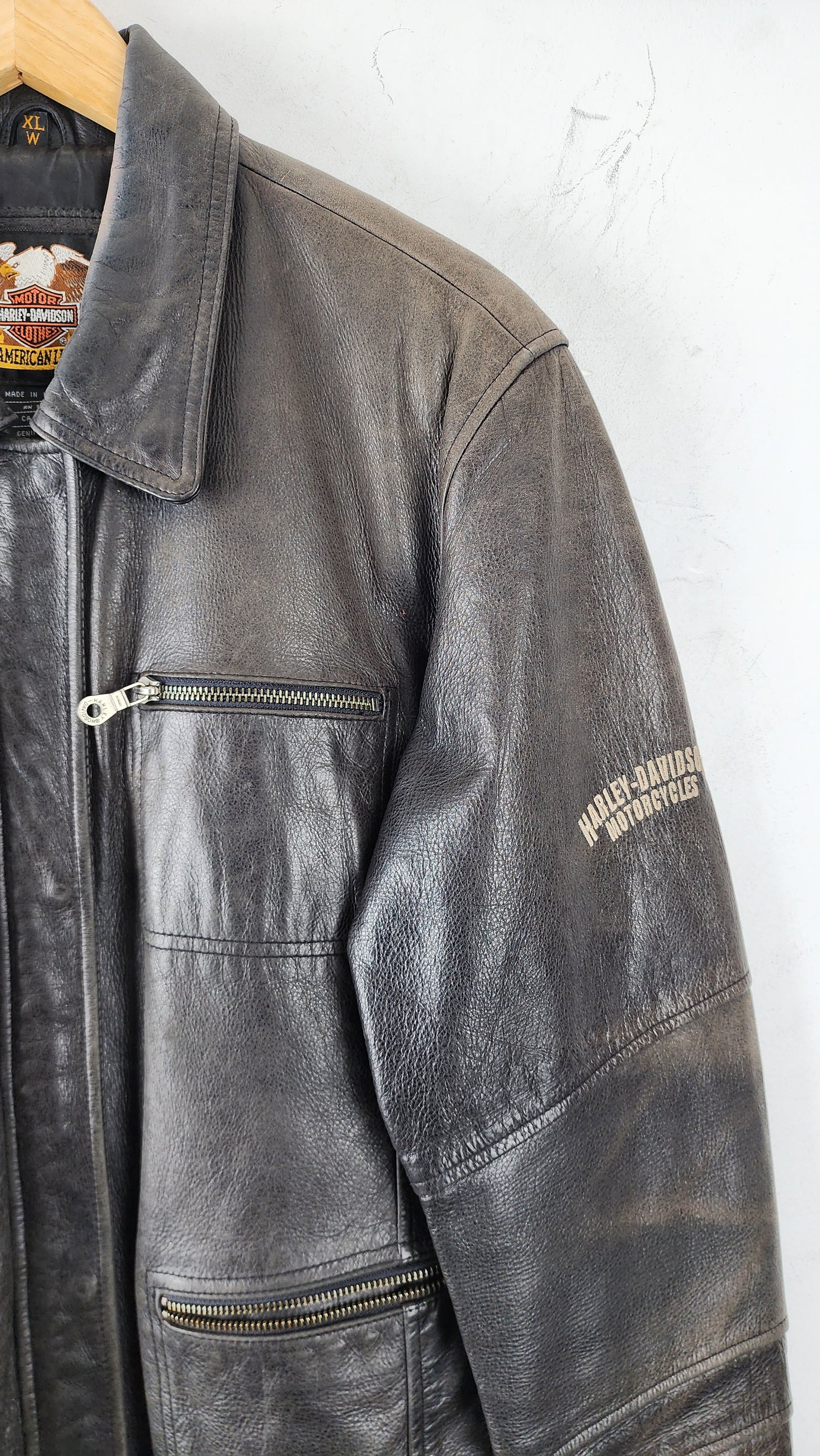 Vintage Harley Davidson Leather Jacket with Fading