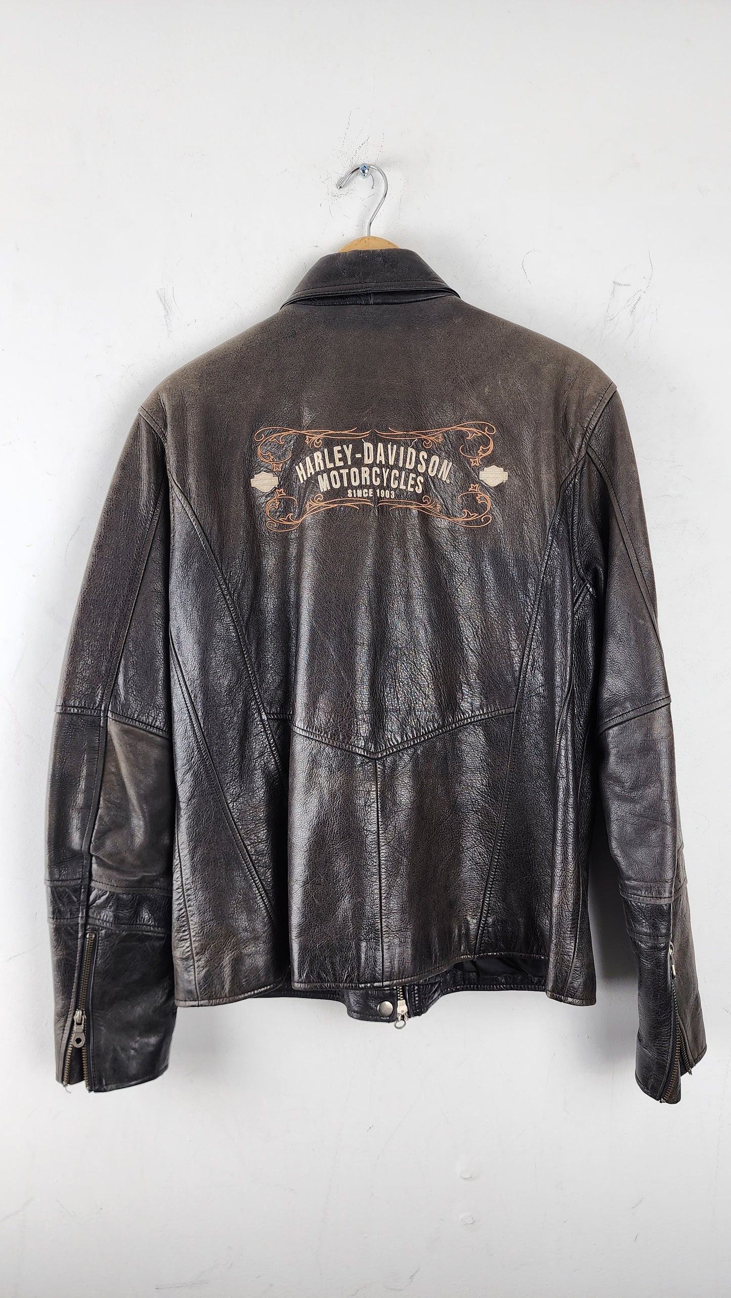 Vintage Harley Davidson Leather Jacket with Fading