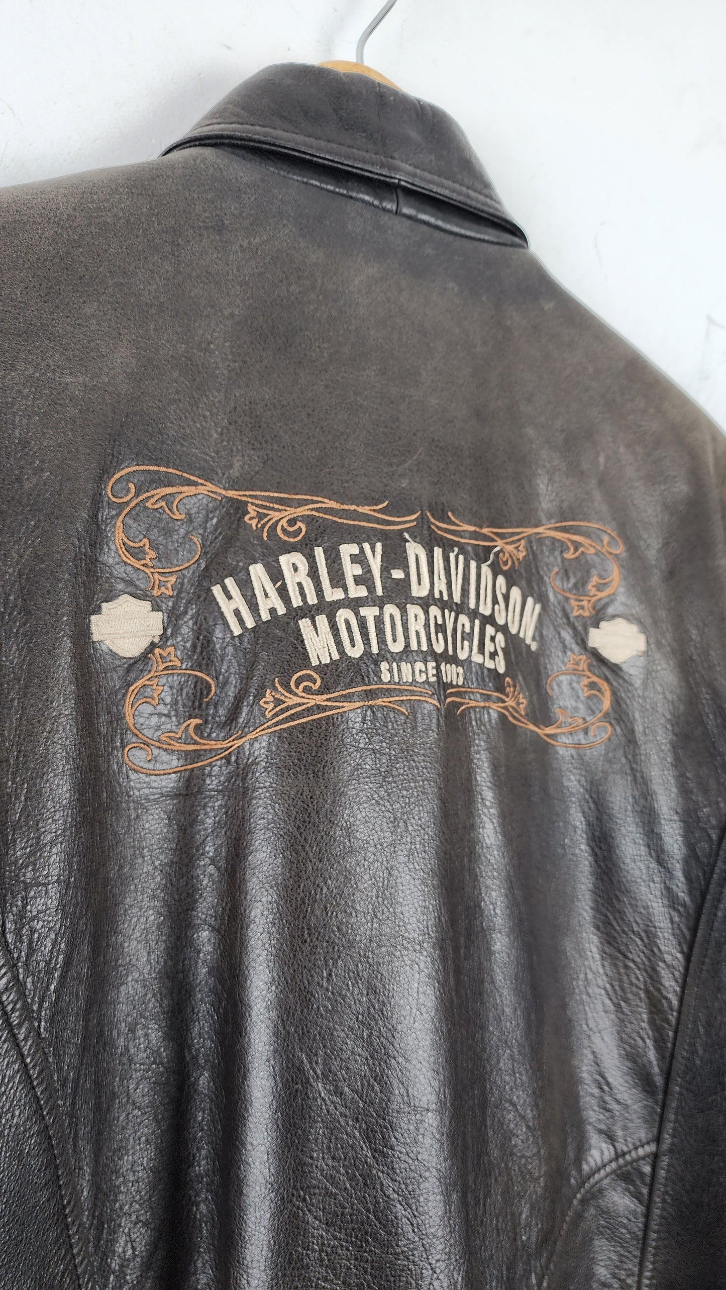 Vintage Harley Davidson Leather Jacket with Fading