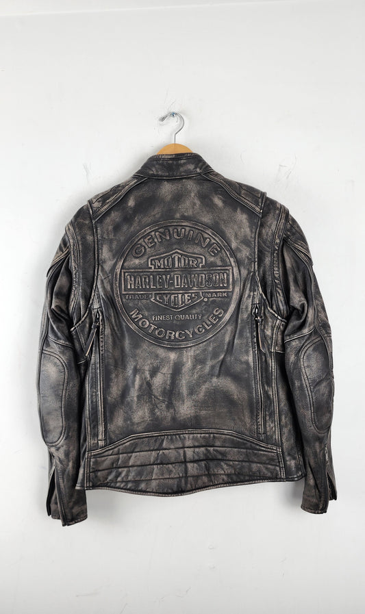 RARE Vintage Harley Davidson Leather Jacket in Acid Wash Leather