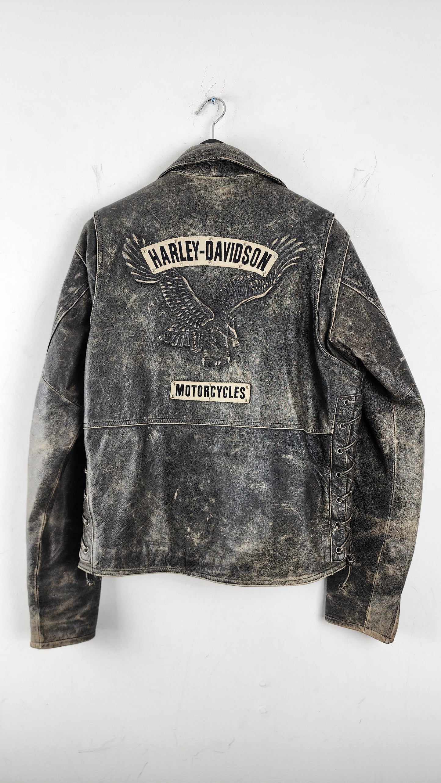 RARE Vintage Harley Davidson Leather Jacket with embossed eagle logo