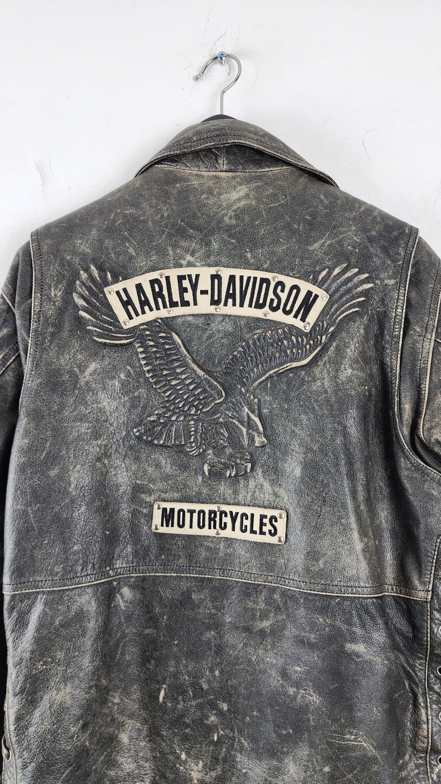 RARE Vintage Harley Davidson Leather Jacket with embossed eagle logo