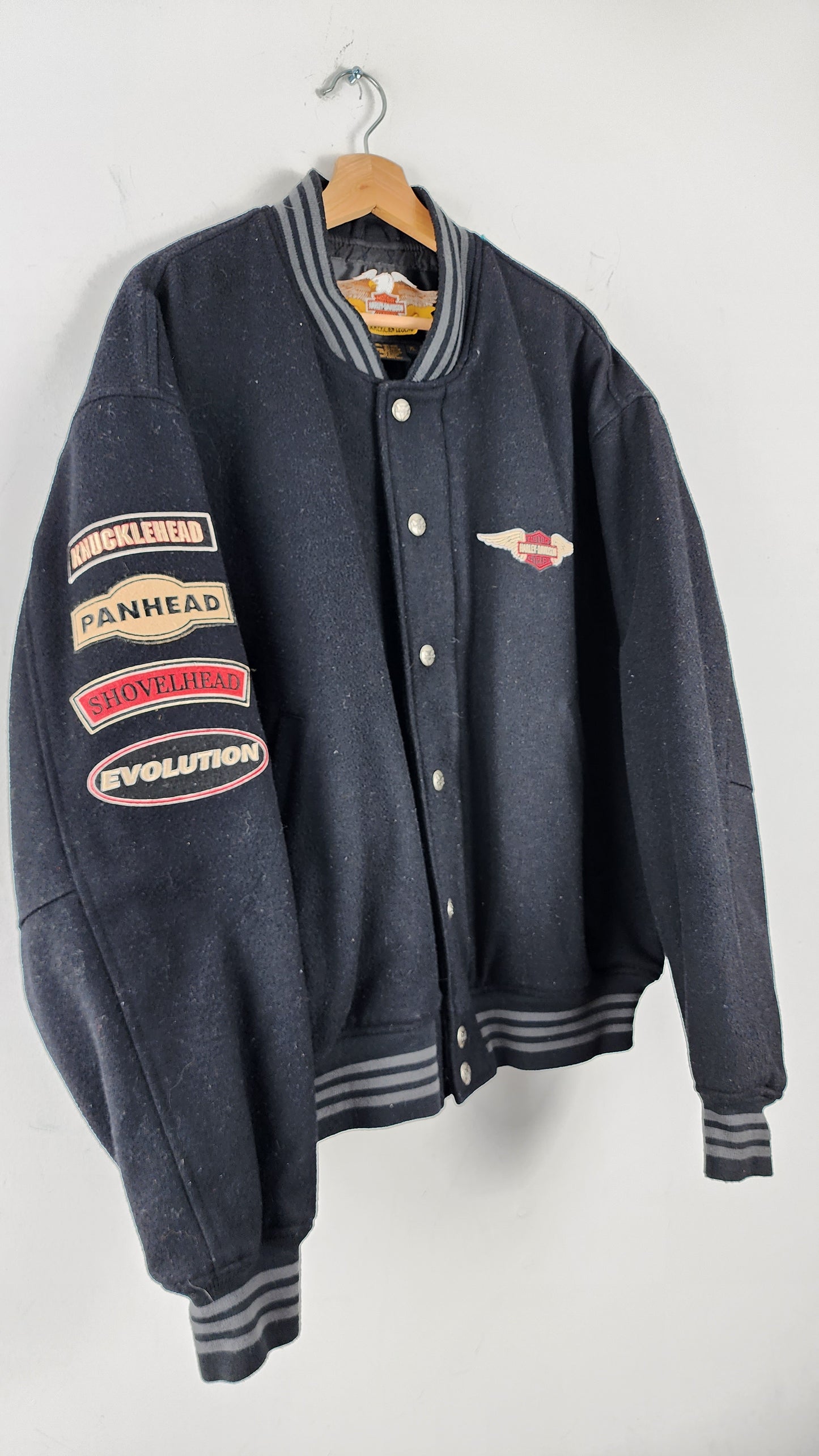 Vintage Harley Davidson Bomber Style Wool Jacket