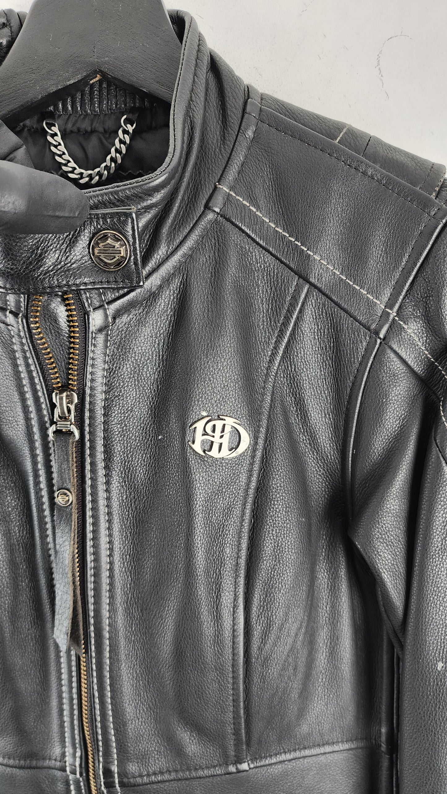 RARE Womens Encrusted Harley Davidson Leather Jacket