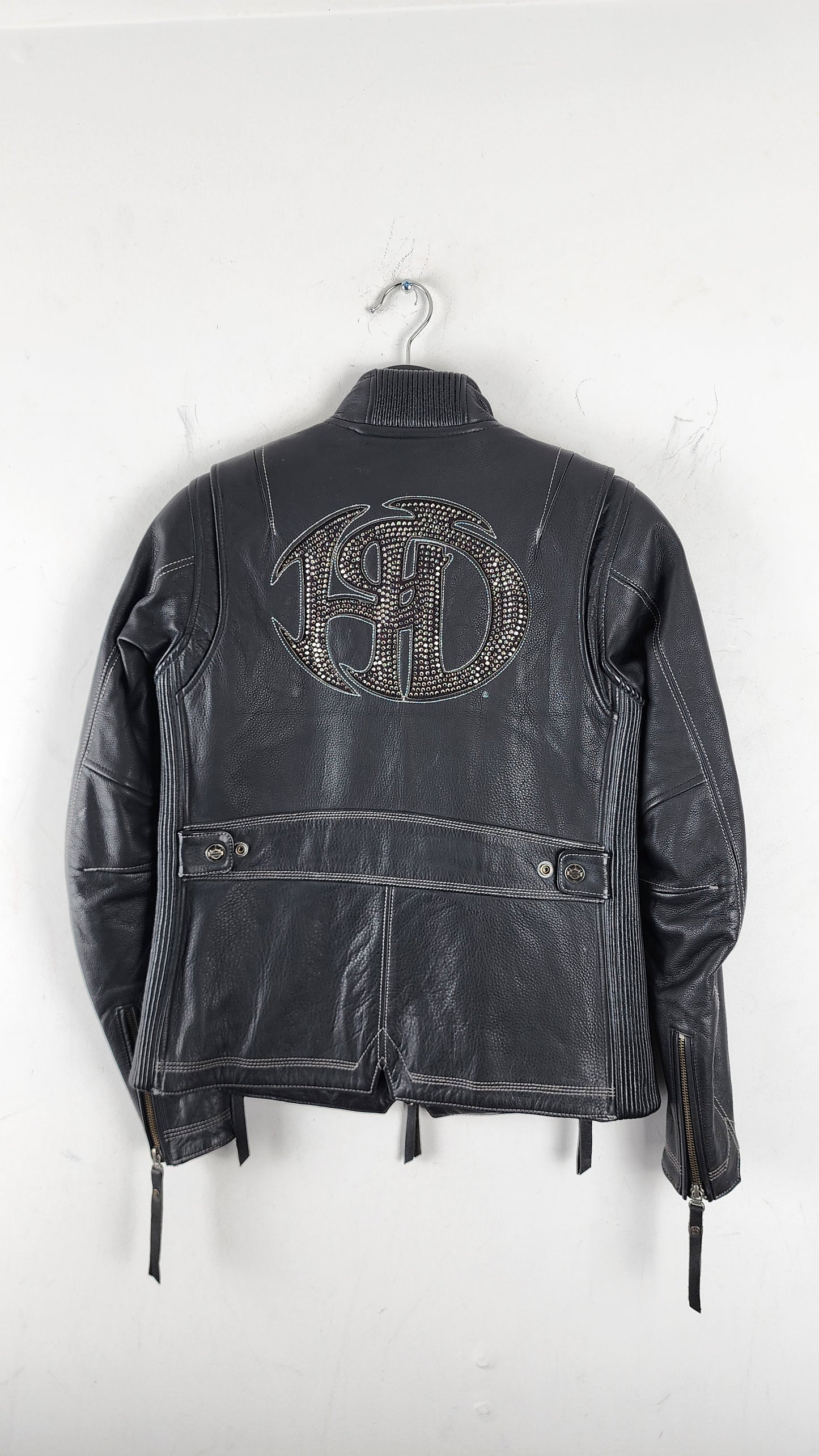 RARE Womens Encrusted Harley Davidson Leather Jacket