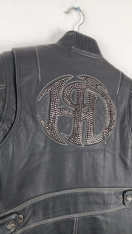 RARE Womens Encrusted Harley Davidson Leather Jacket