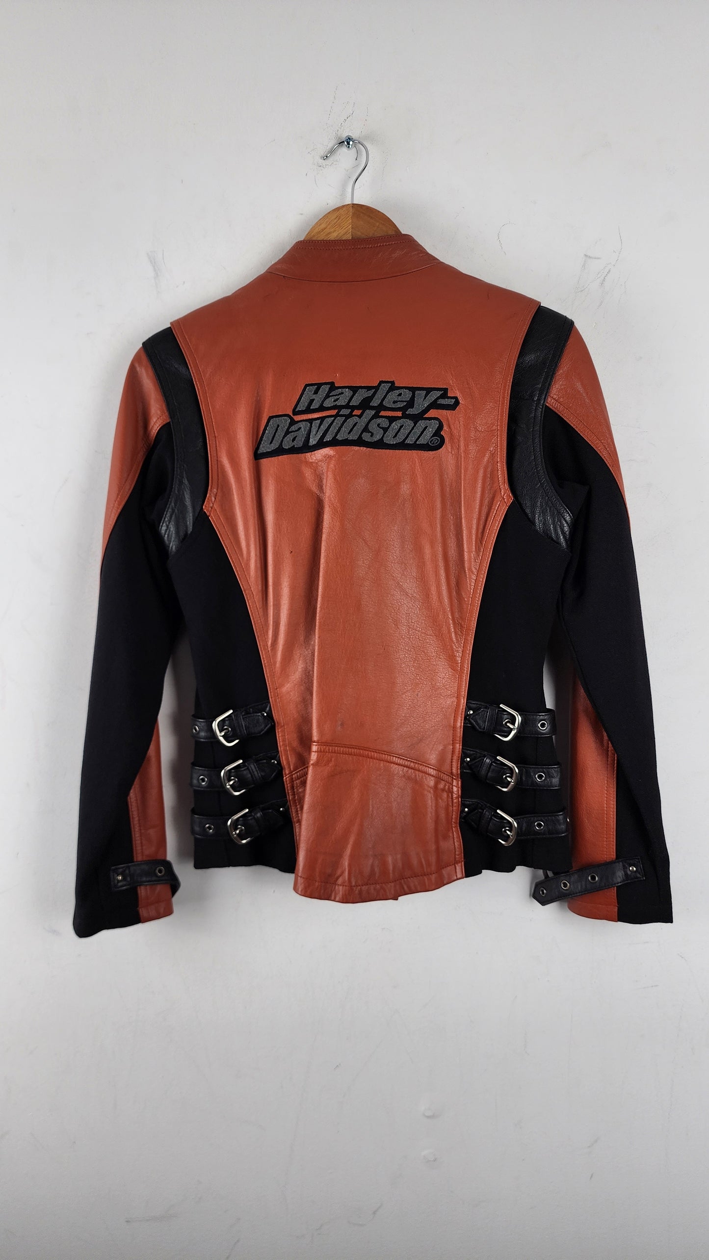 RARE Womens Harley Davidson Leather Jacket with side straps