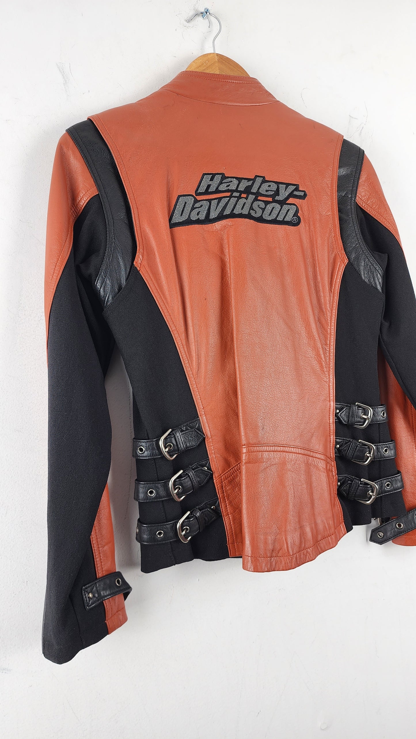 RARE Womens Harley Davidson Leather Jacket with side straps