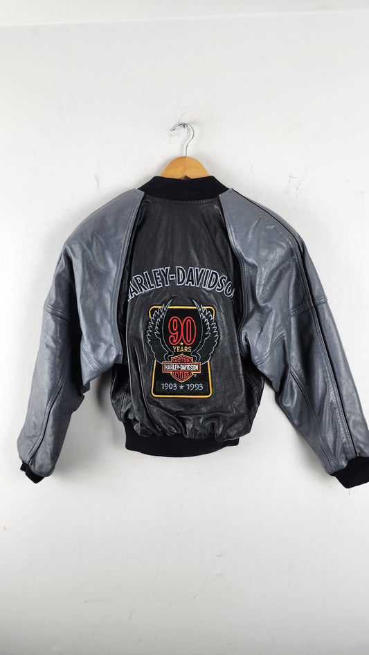 Vintage 90s Womens Harley Davidson 90 Years Anniversary Leather Jacket