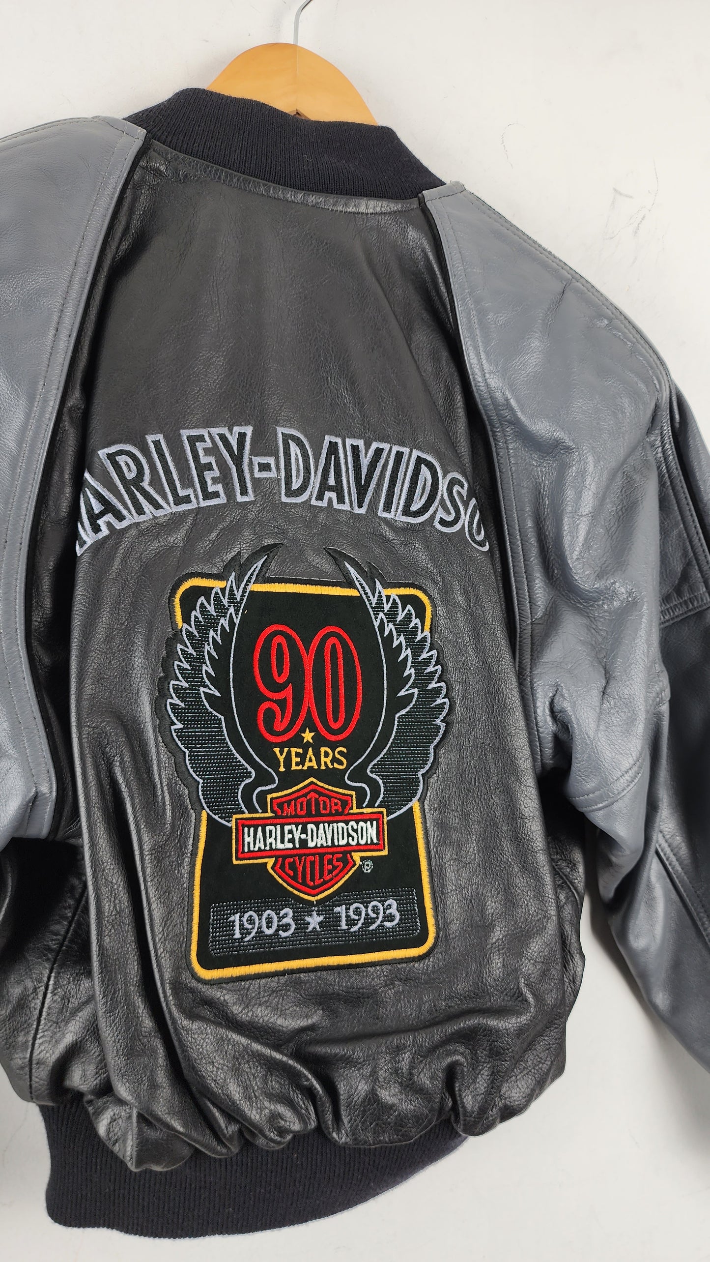 Vintage 90s Womens Harley Davidson 90 Years Anniversary Leather Jacket