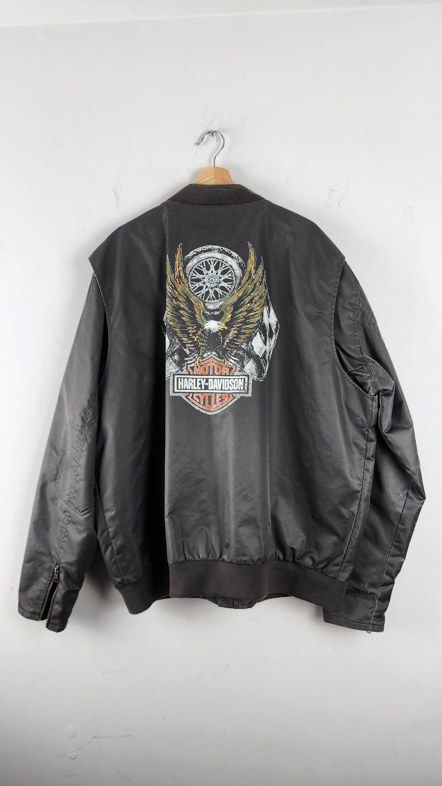 Vintage Grey Harley Davidson Bomber Jacket