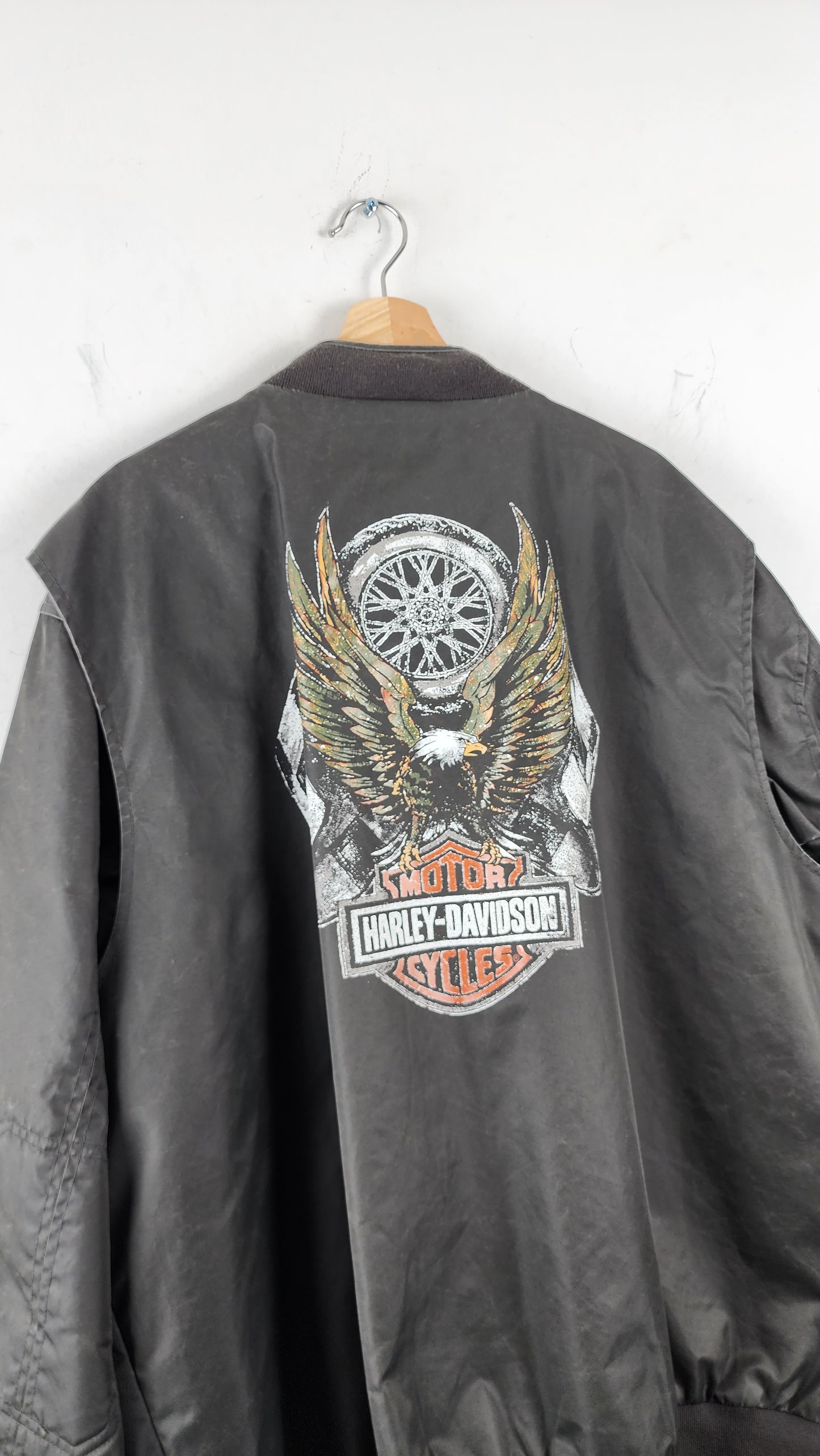 Vintage Grey Harley Davidson Bomber Jacket