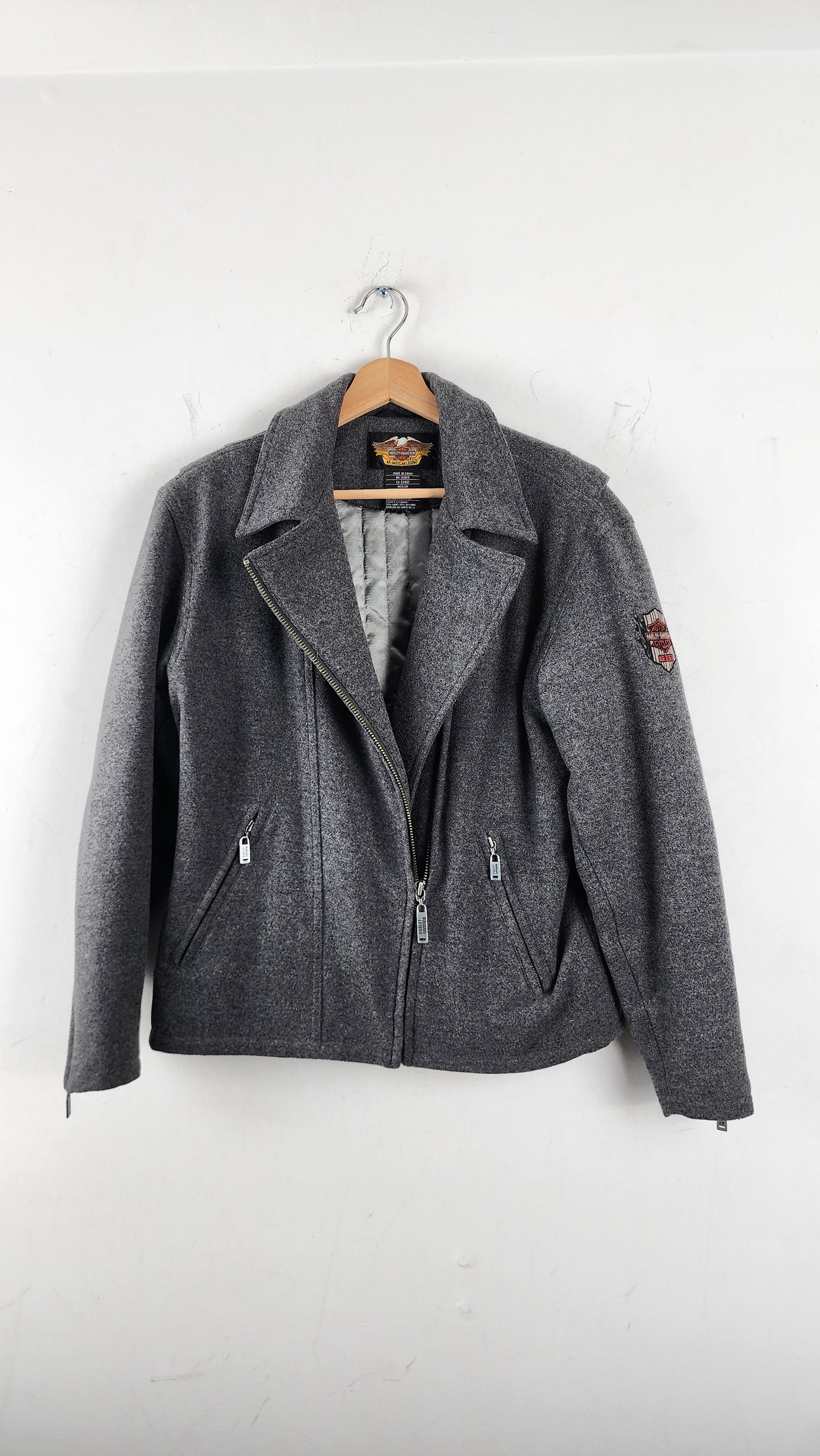 RARE Womens Vintage Grey Harley Davidson Jacket