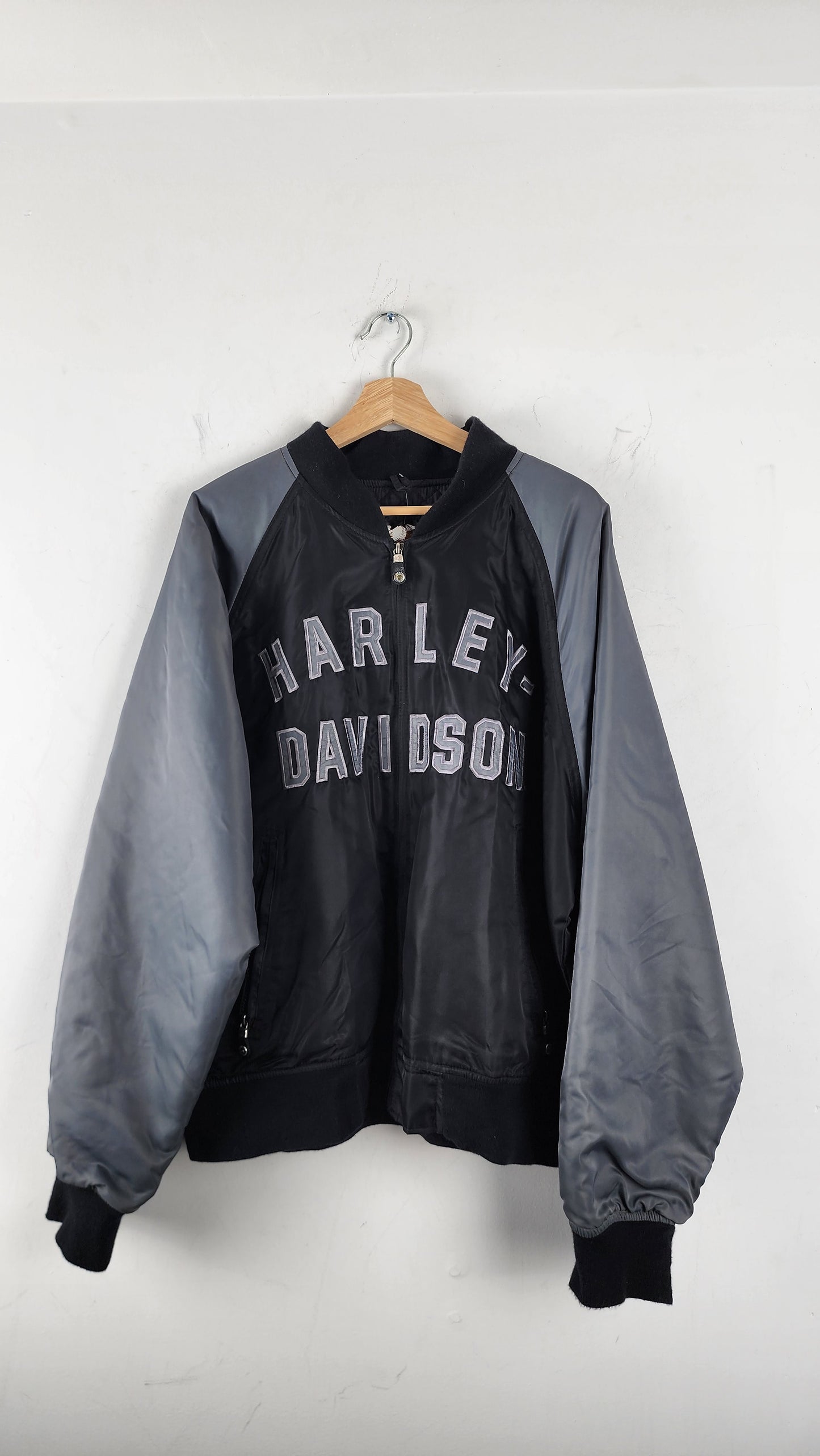 Vintage Grey Harley Davidson Bomber Jacket