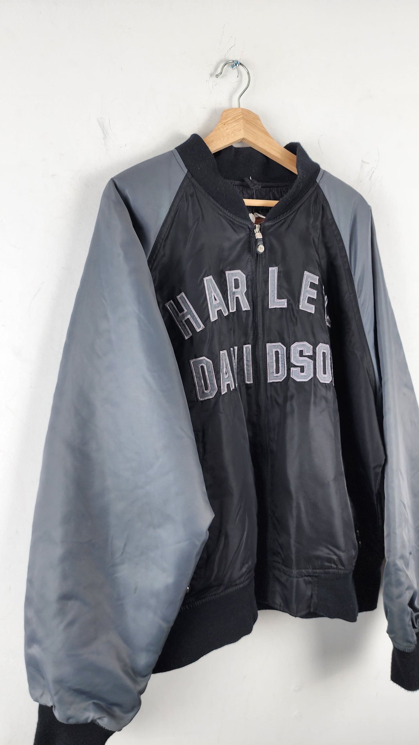 Vintage Grey Harley Davidson Bomber Jacket