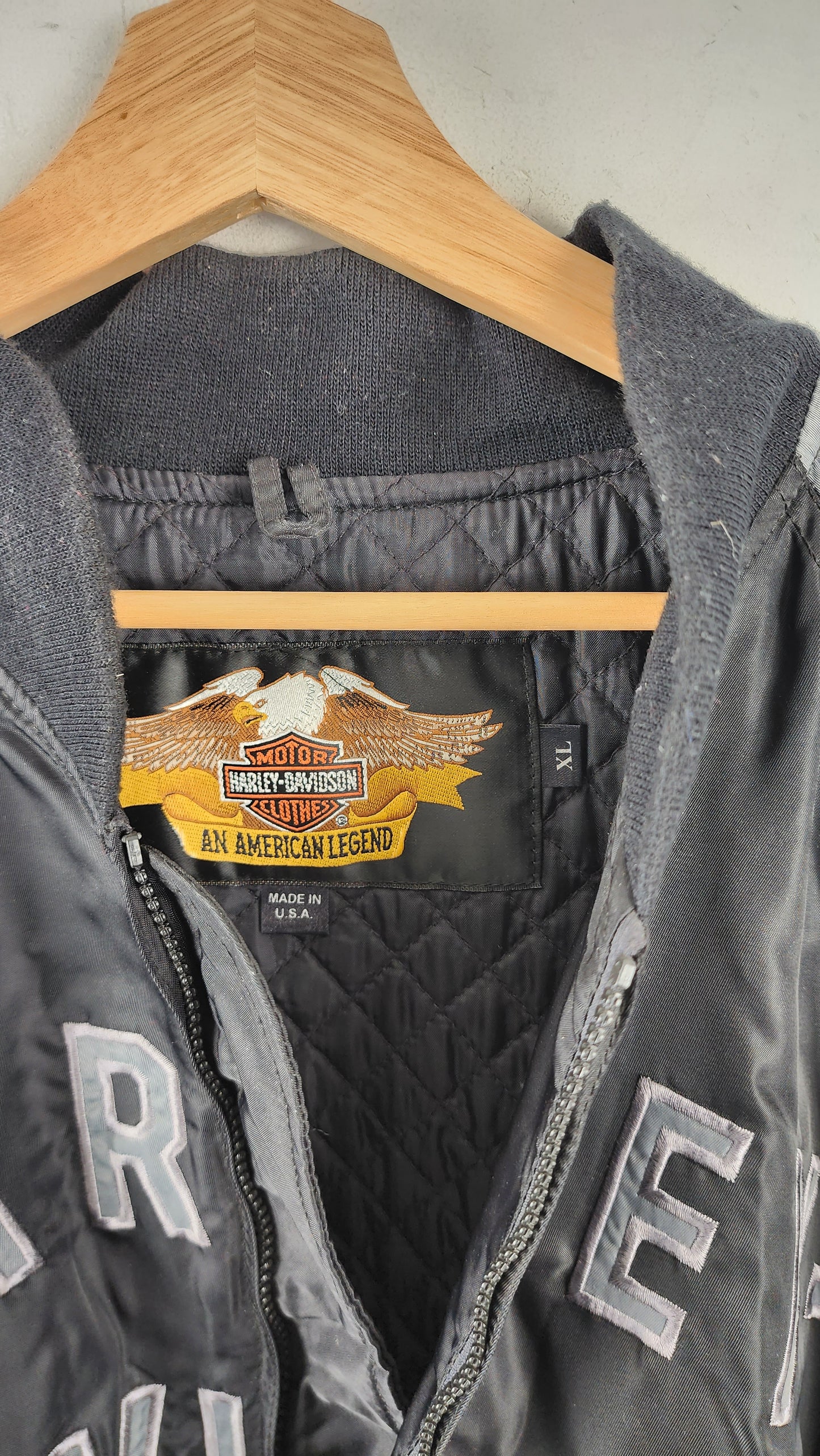 Vintage Grey Harley Davidson Bomber Jacket