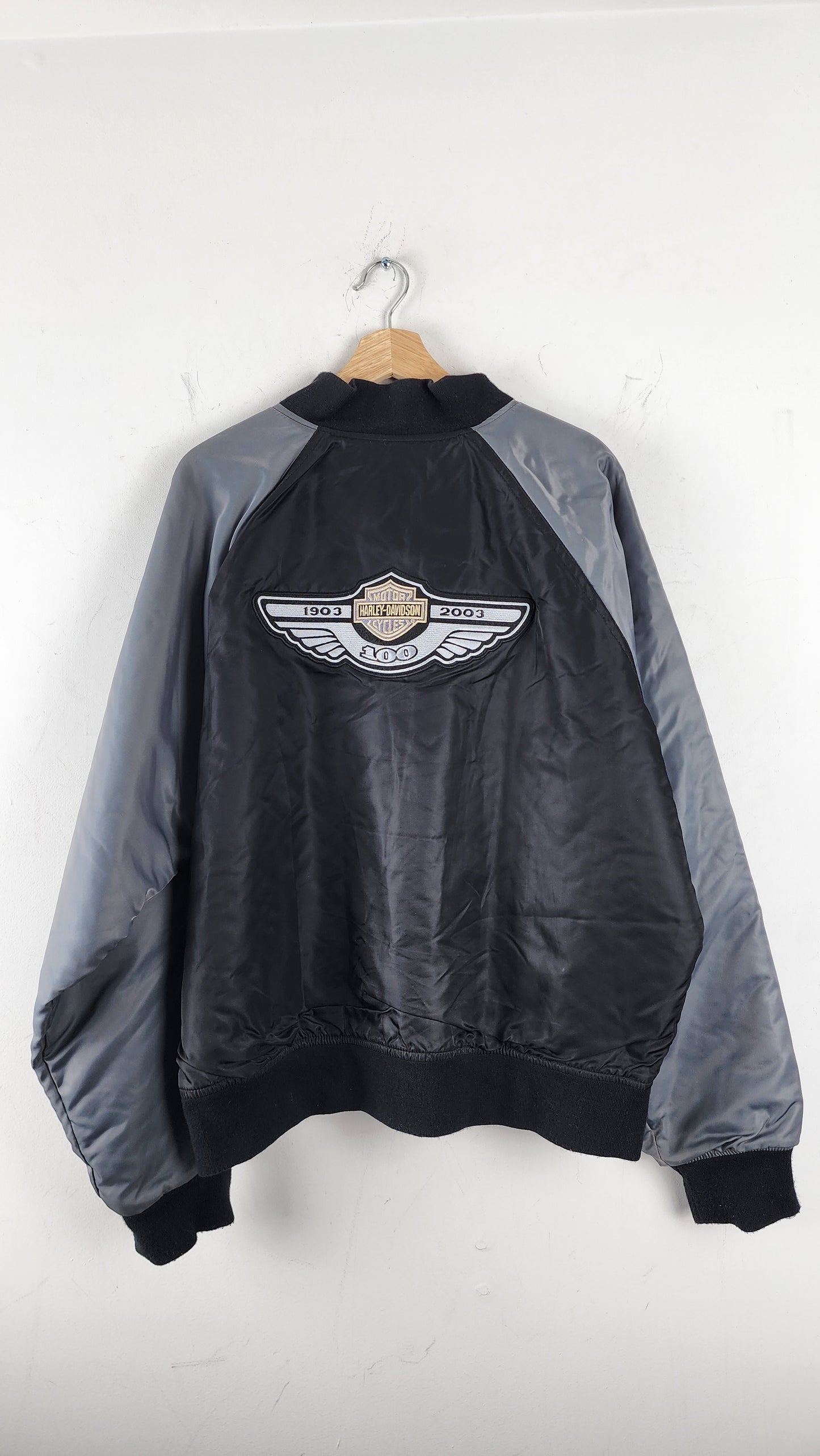 Vintage Grey Harley Davidson Bomber Jacket