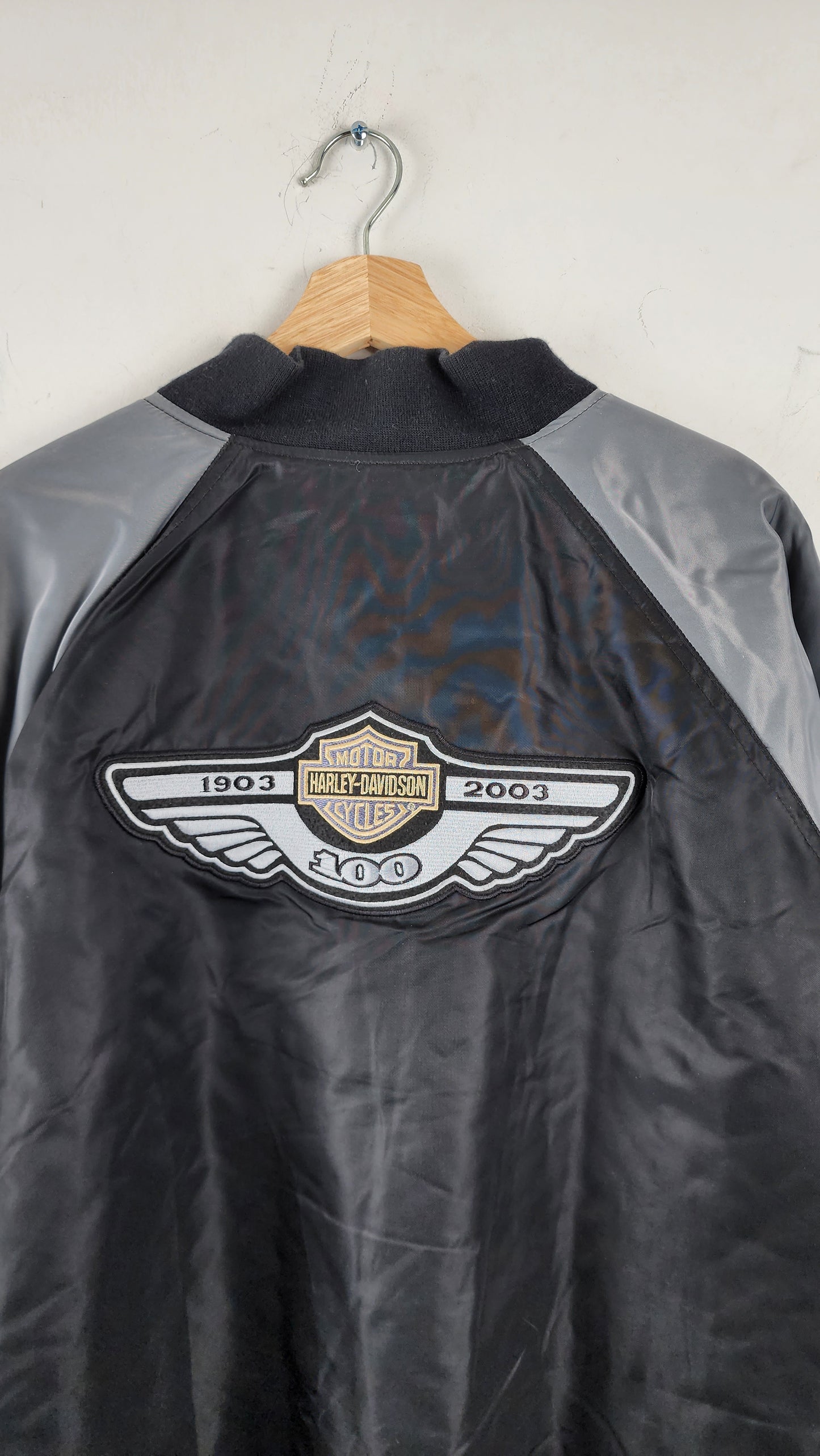 Vintage Grey Harley Davidson Bomber Jacket