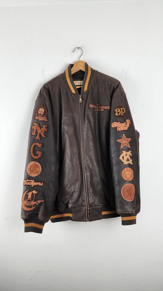 Rare 90s Negro Leagues Leather Bomber Jacket