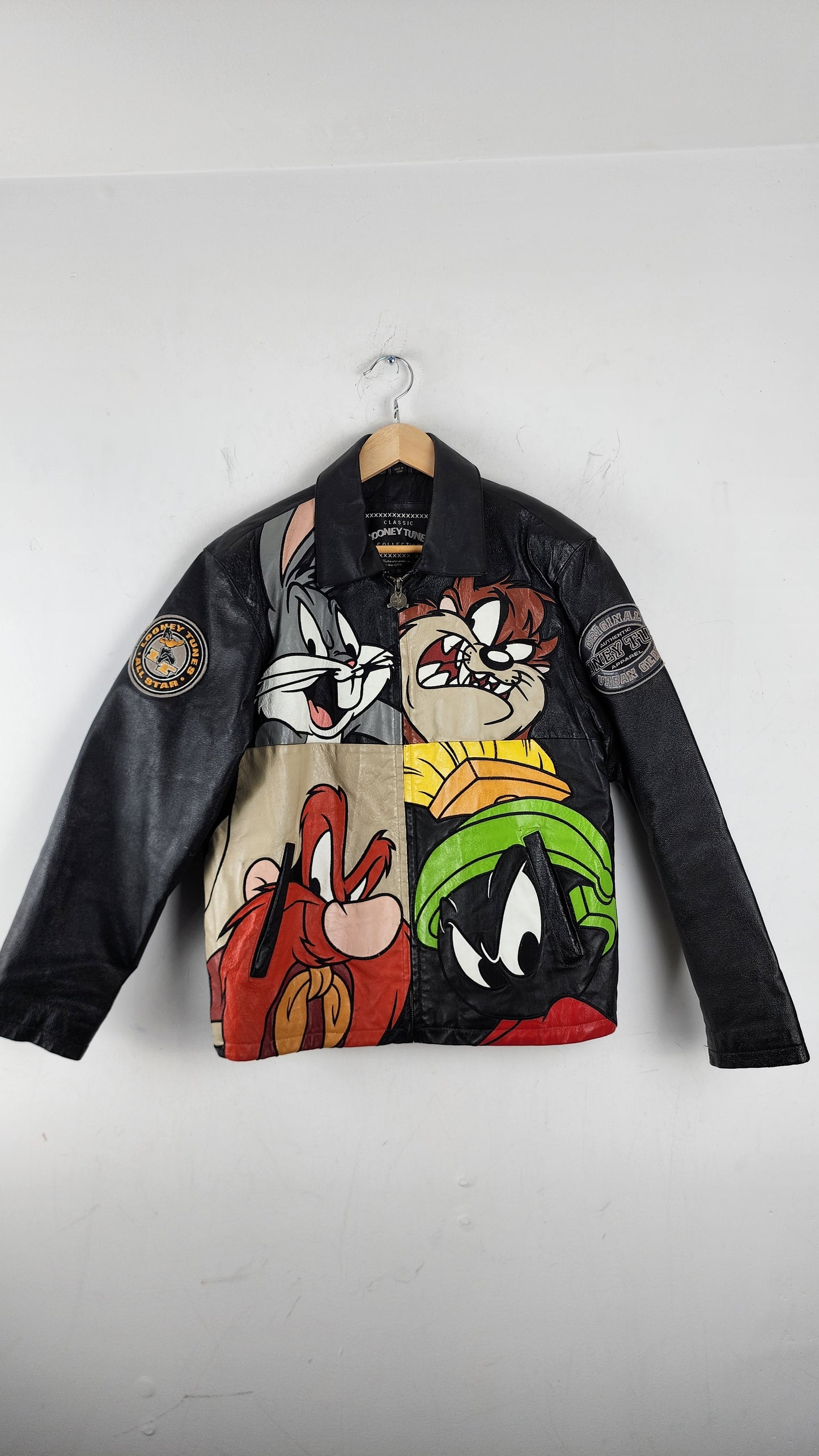 Vintage 90s Looney Tunes All Star Leather Jacket