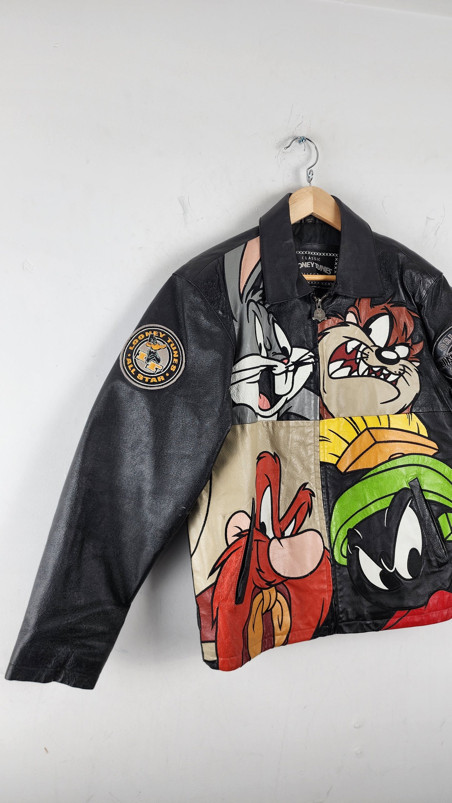 Vintage 90s Looney Tunes All Star Leather Jacket