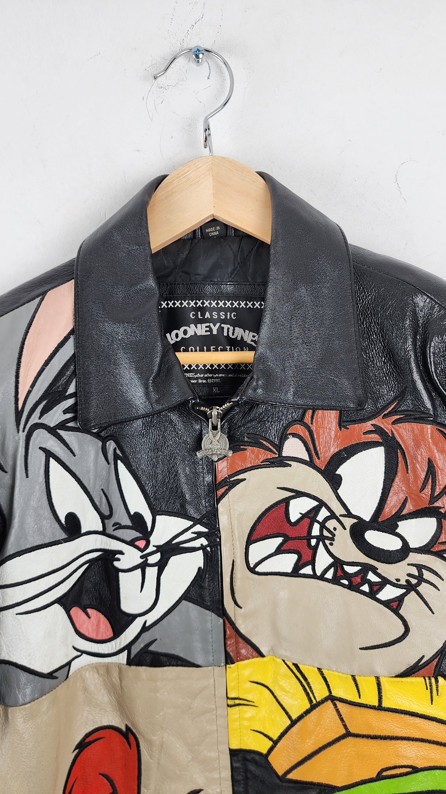 Vintage 90s Looney Tunes All Star Leather Jacket