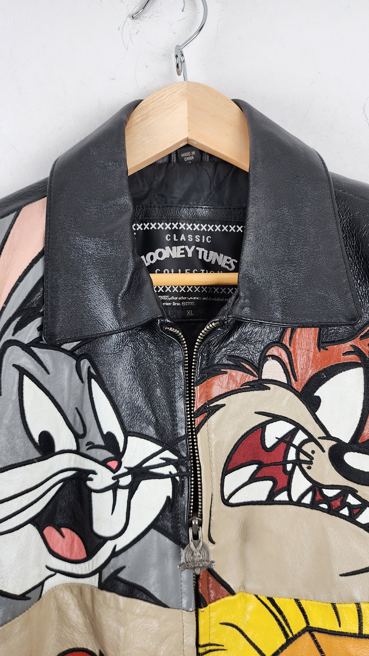 Vintage 90s Looney Tunes All Star Leather Jacket