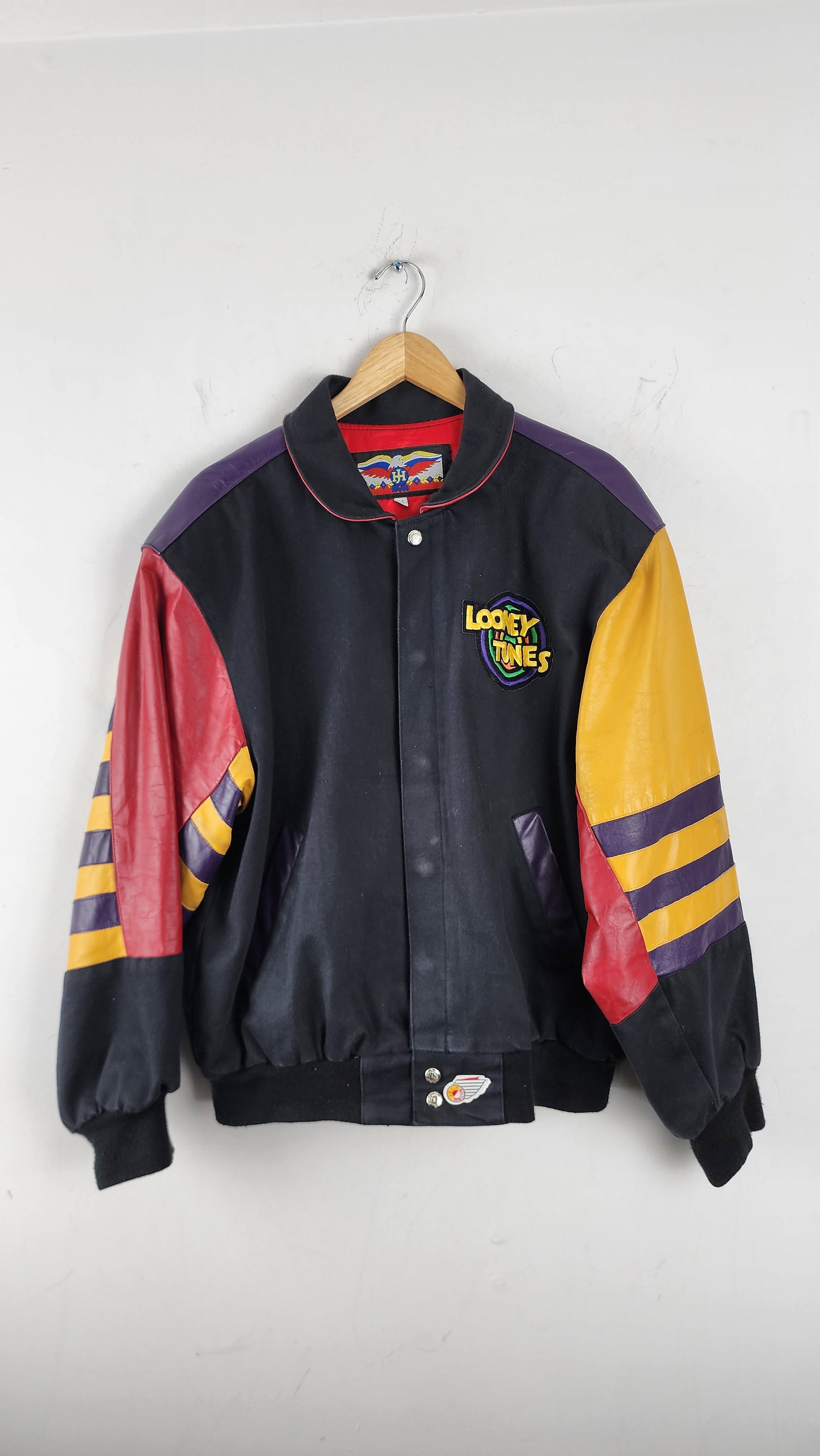 Vintage Jeff Hamilton Looney Tunes Jacket with Leather Sleeves