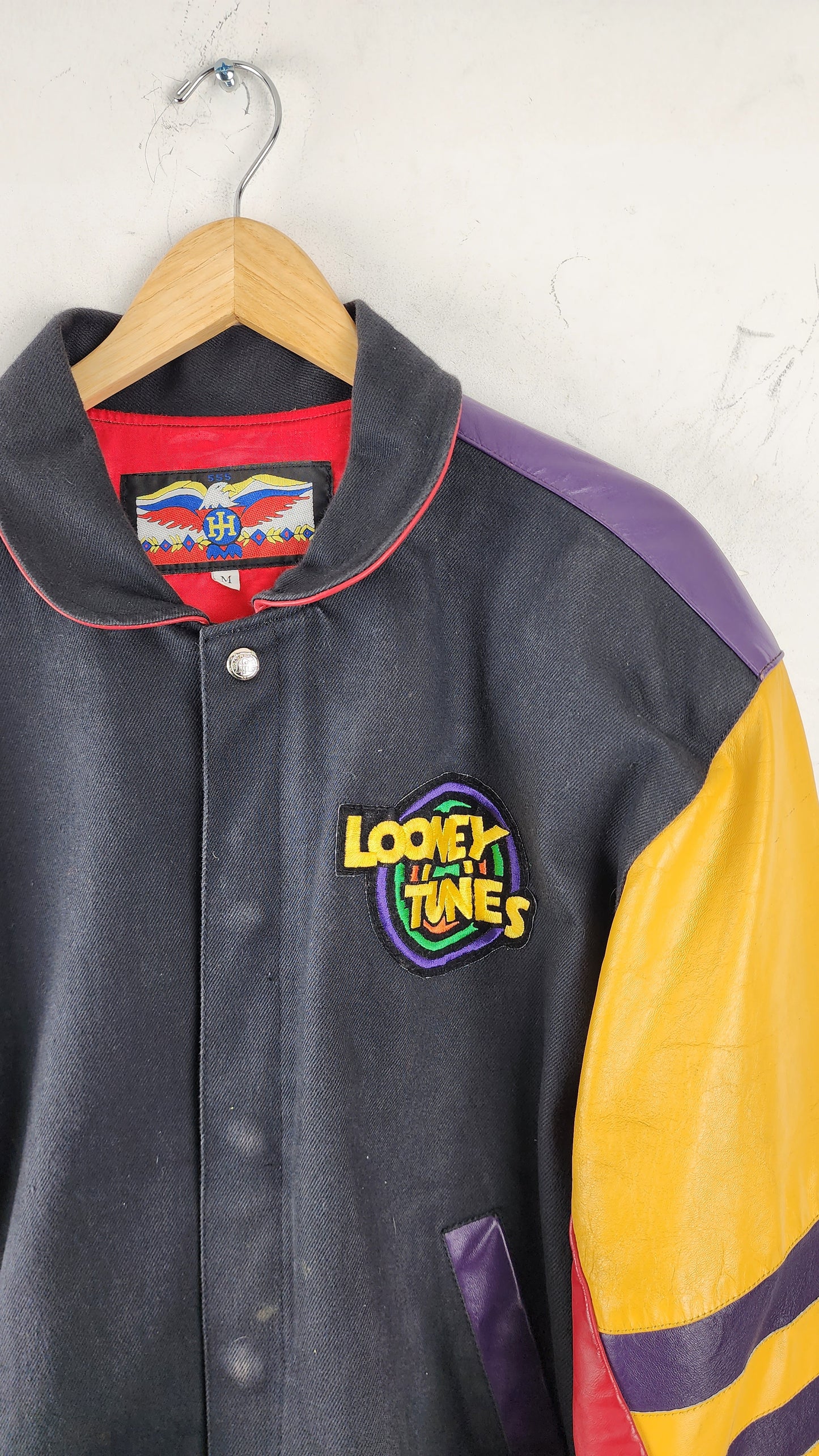 Vintage Jeff Hamilton Looney Tunes Jacket with Leather Sleeves