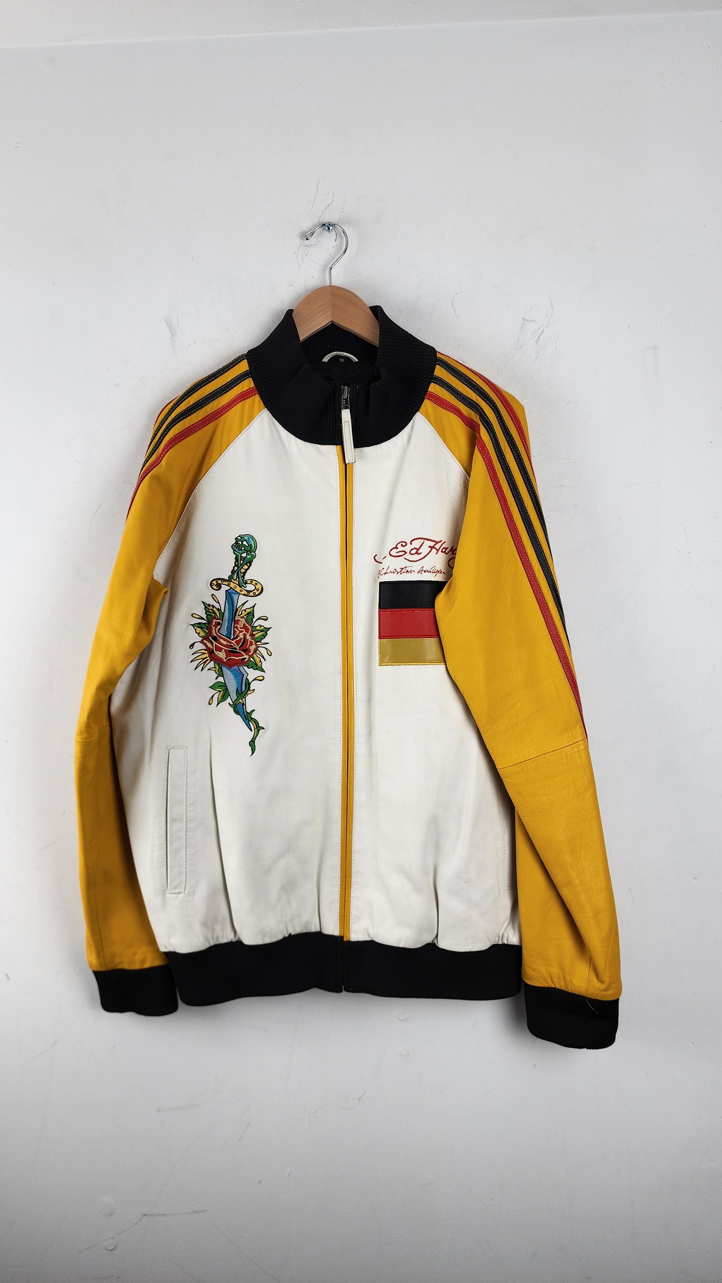 90s Ed Hardy by Christian Audigier Leather Bomber Jacket