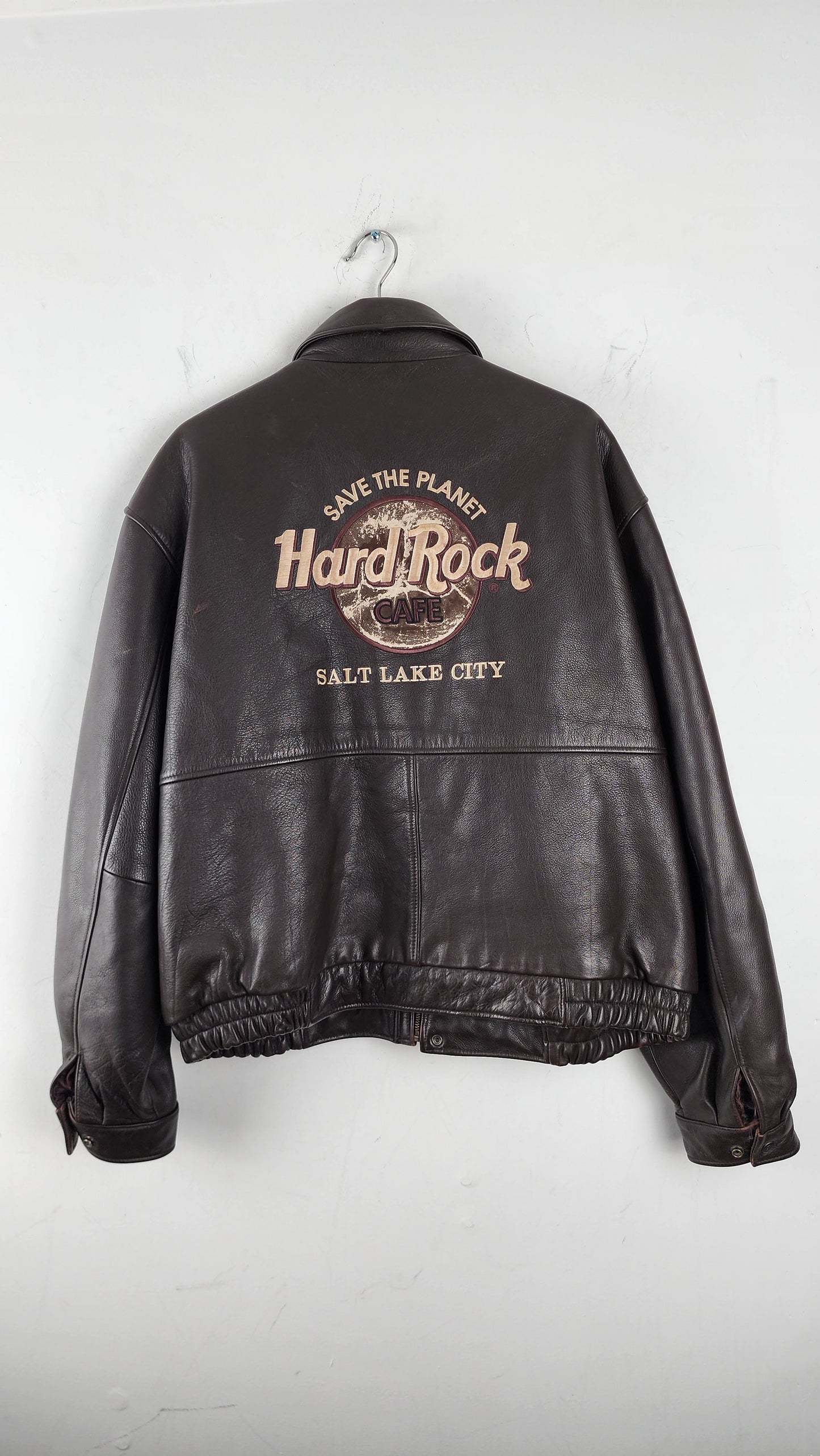 90s Hard Rock Cafe Salt Lake City Leather Jacket