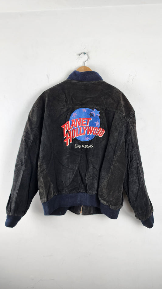 Vintage Planet Hollywood Las Vegas Leather Bomber Jacket