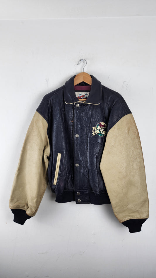 Vintage Planet Hollywood California Leather Bomber Jacket