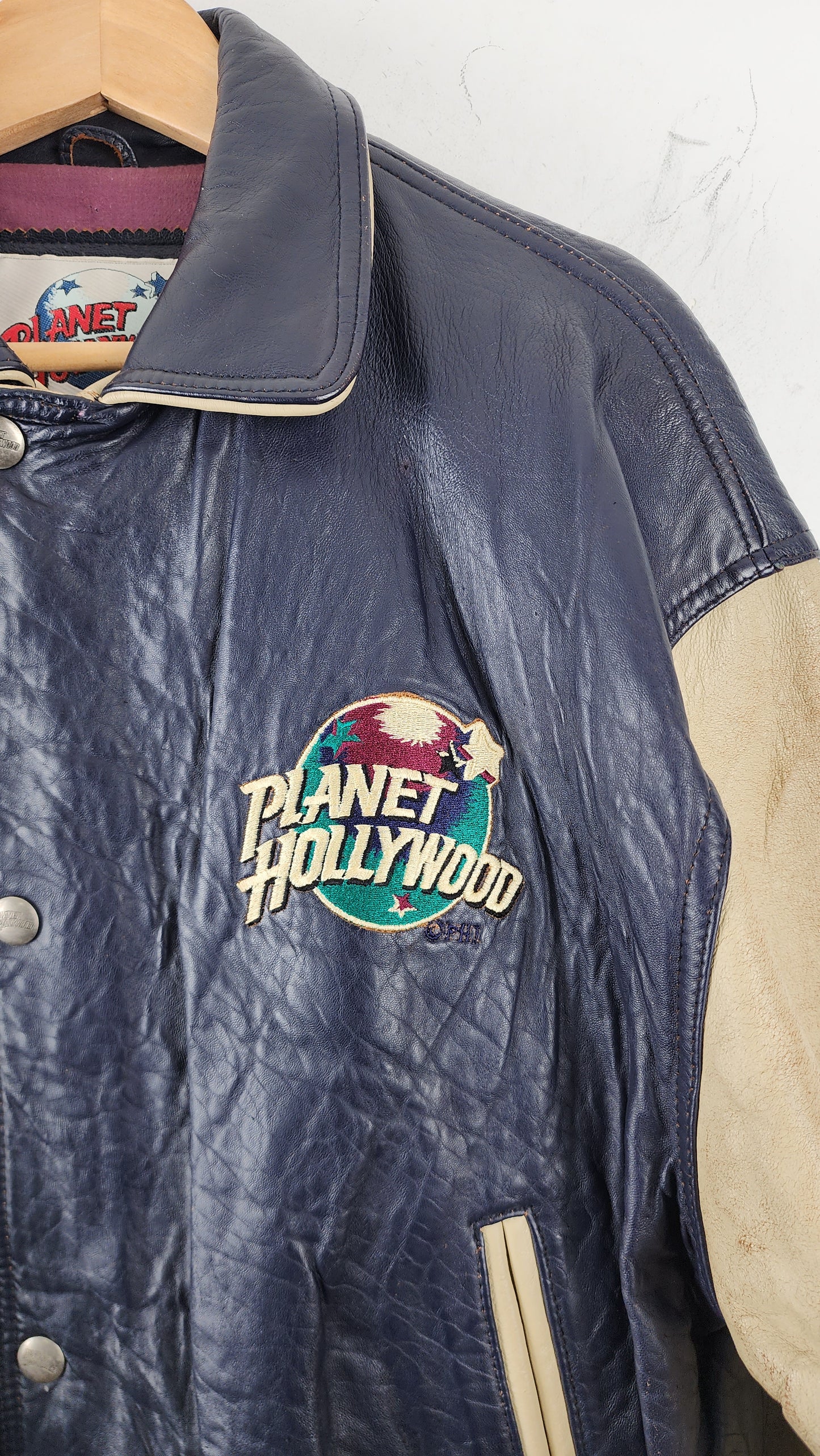 Vintage Planet Hollywood California Leather Bomber Jacket