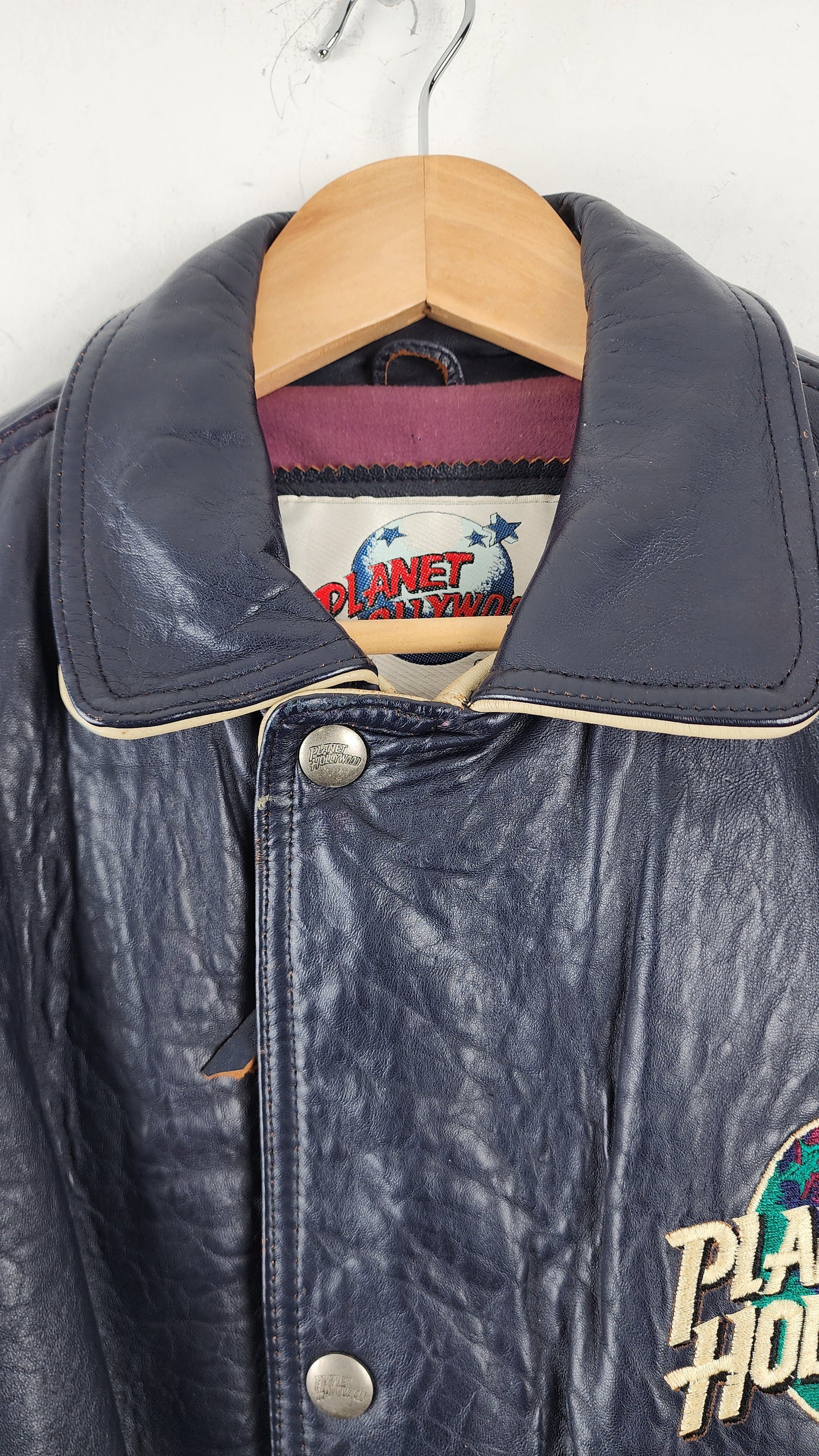 Vintage Planet Hollywood California Leather Bomber Jacket