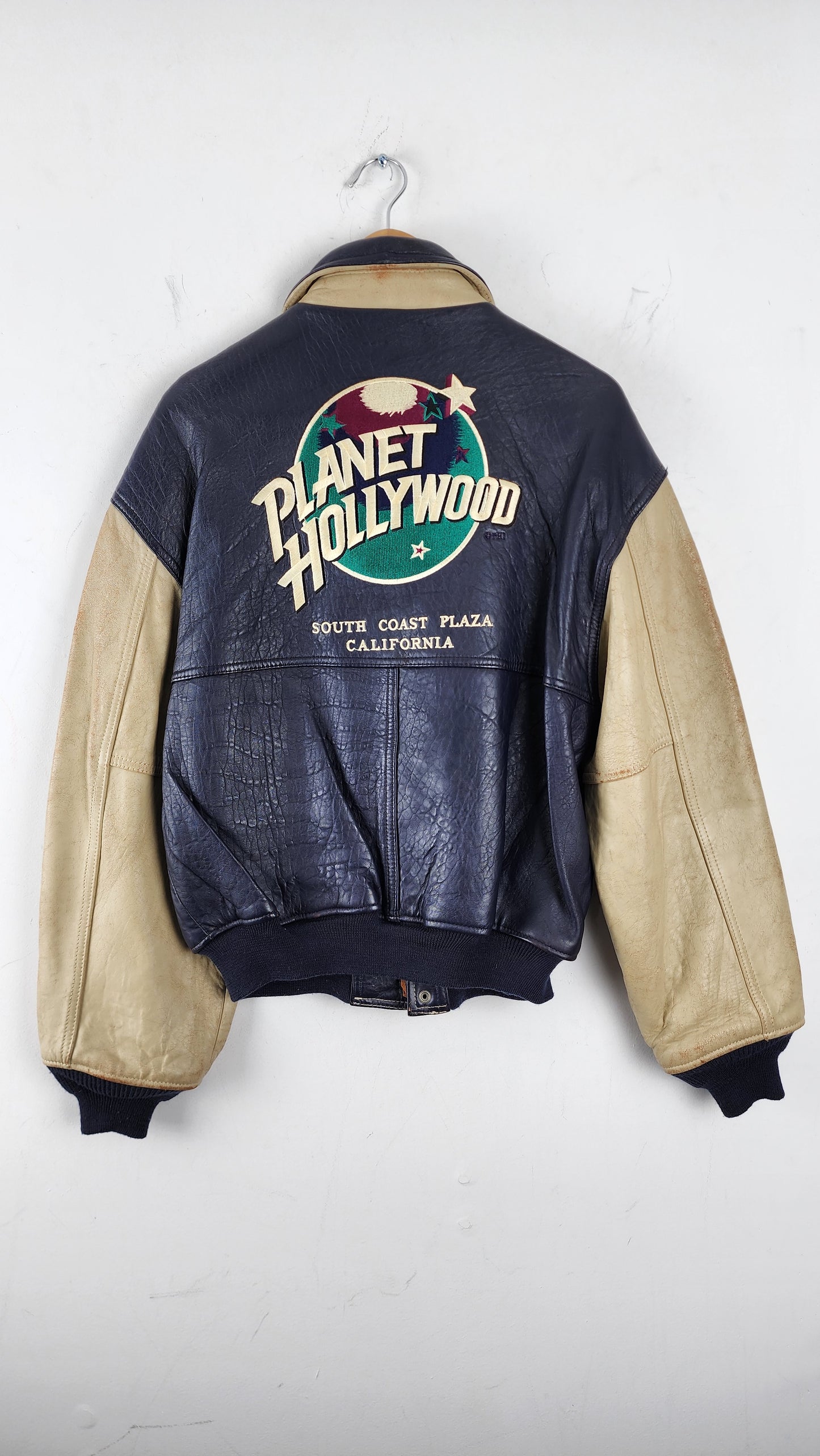 Vintage Planet Hollywood California Leather Bomber Jacket