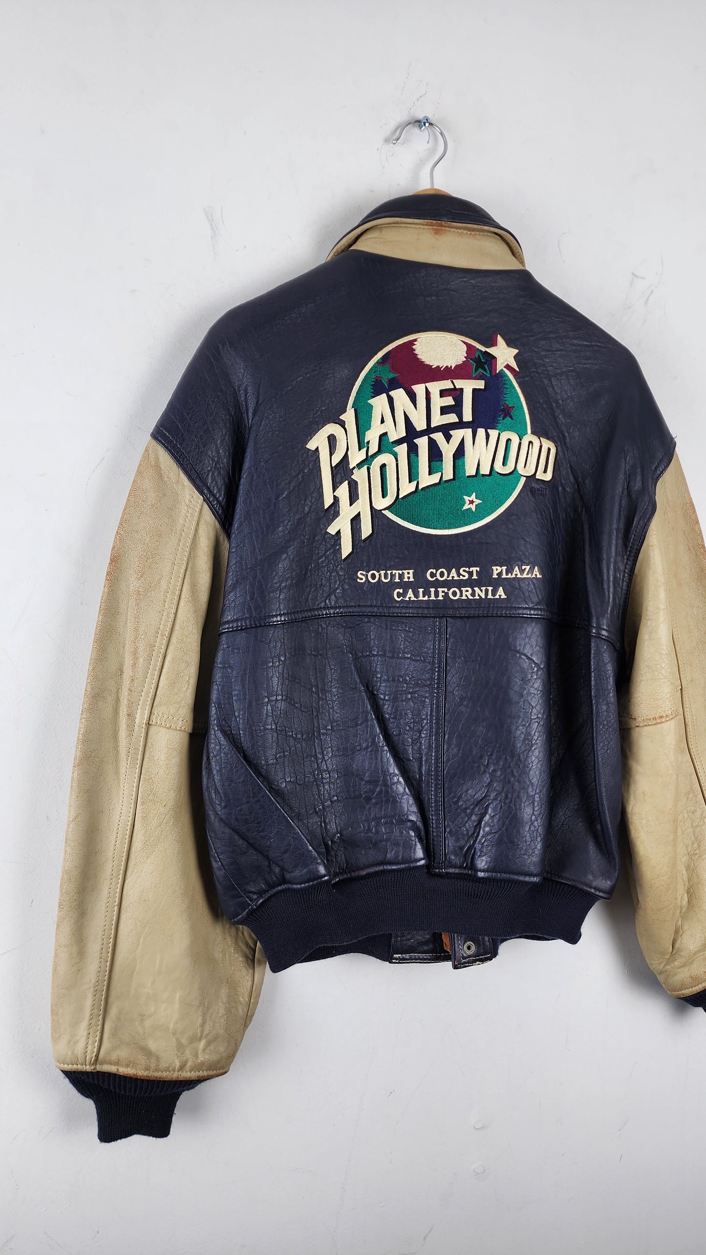 Vintage Planet Hollywood California Leather Bomber Jacket