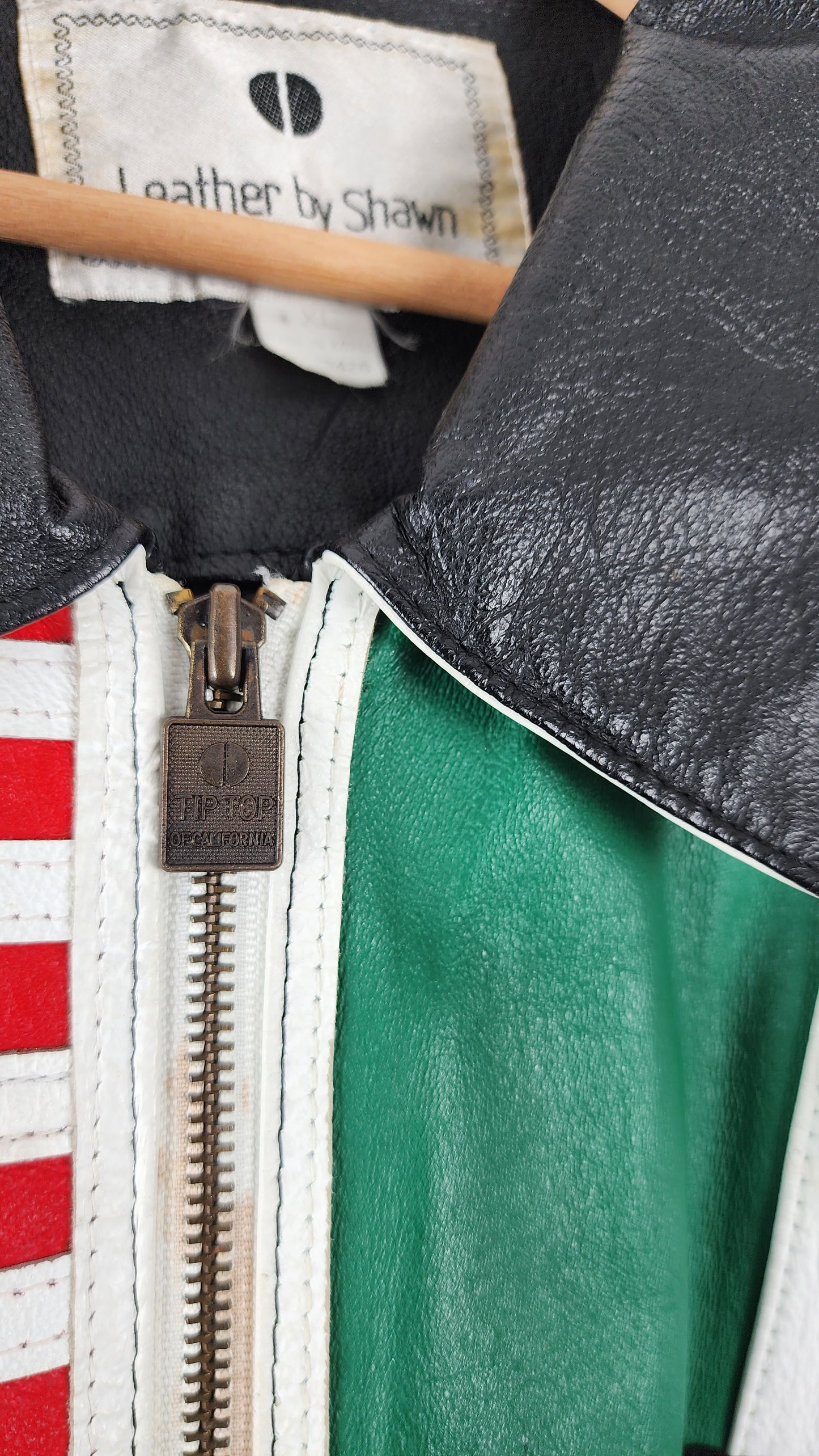 Vintage Multi-Country Flag Leather Jacket