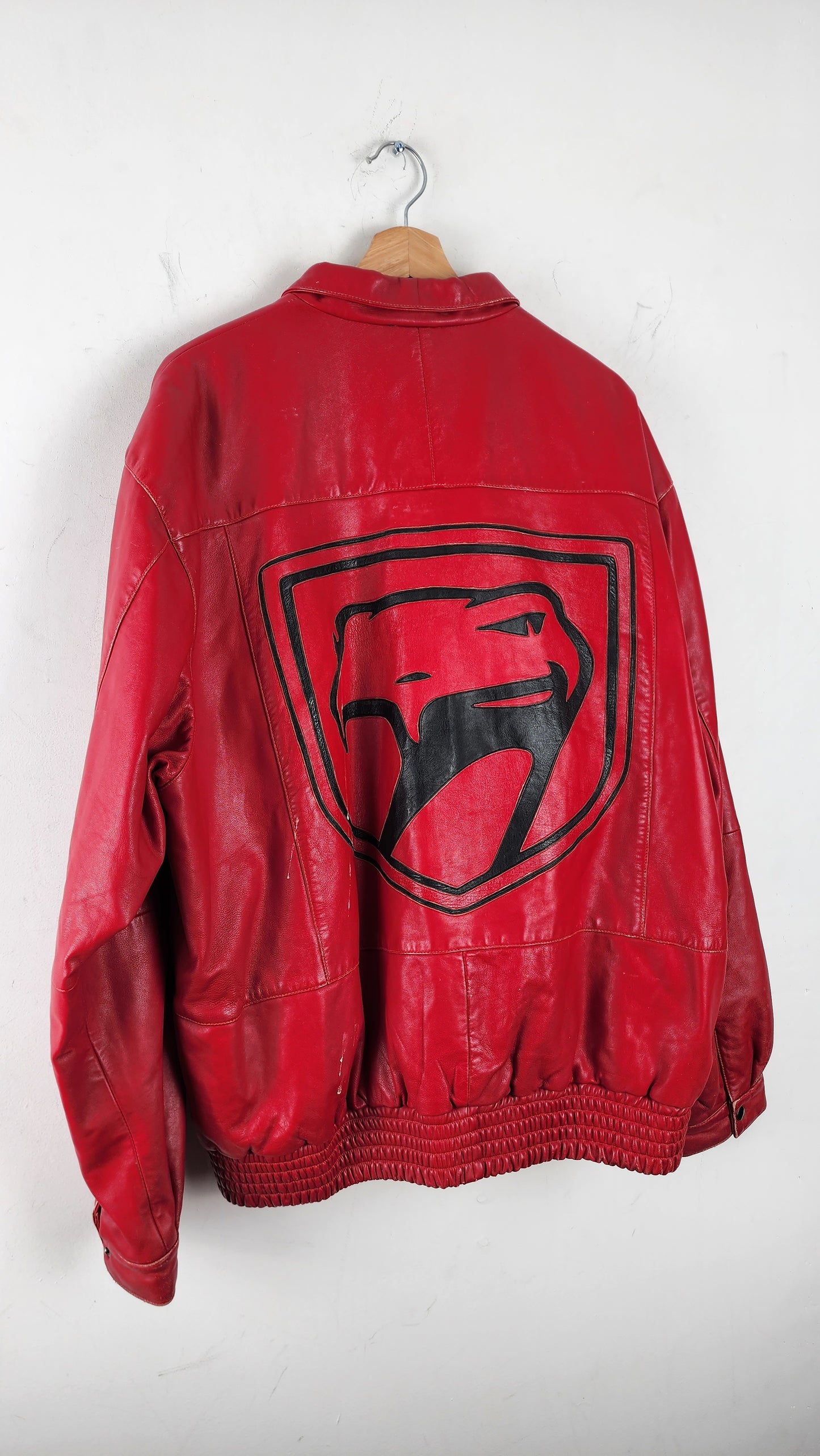 Vintage 90s Blood Red Viper Leather Jacket