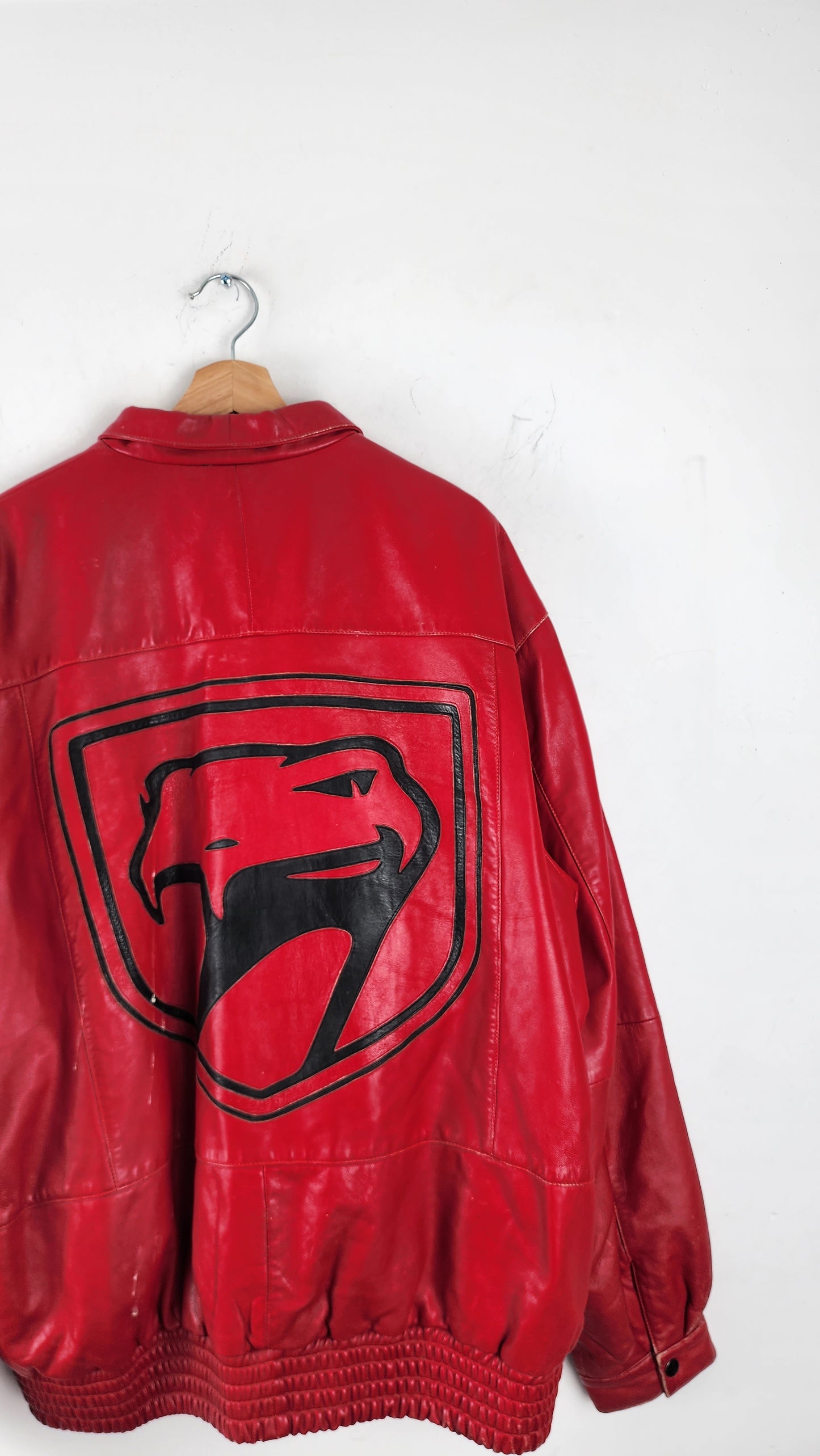 Vintage 90s Blood Red Viper Leather Jacket