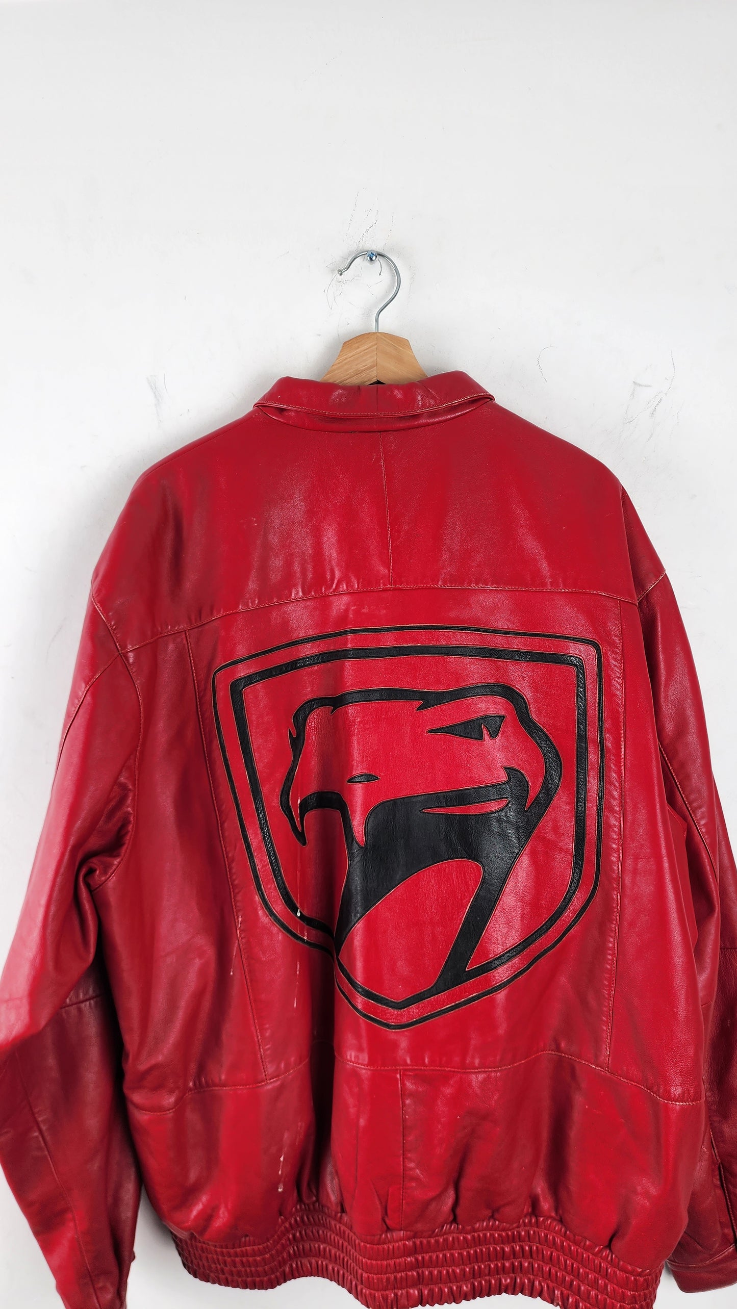 Vintage 90s Blood Red Viper Leather Jacket