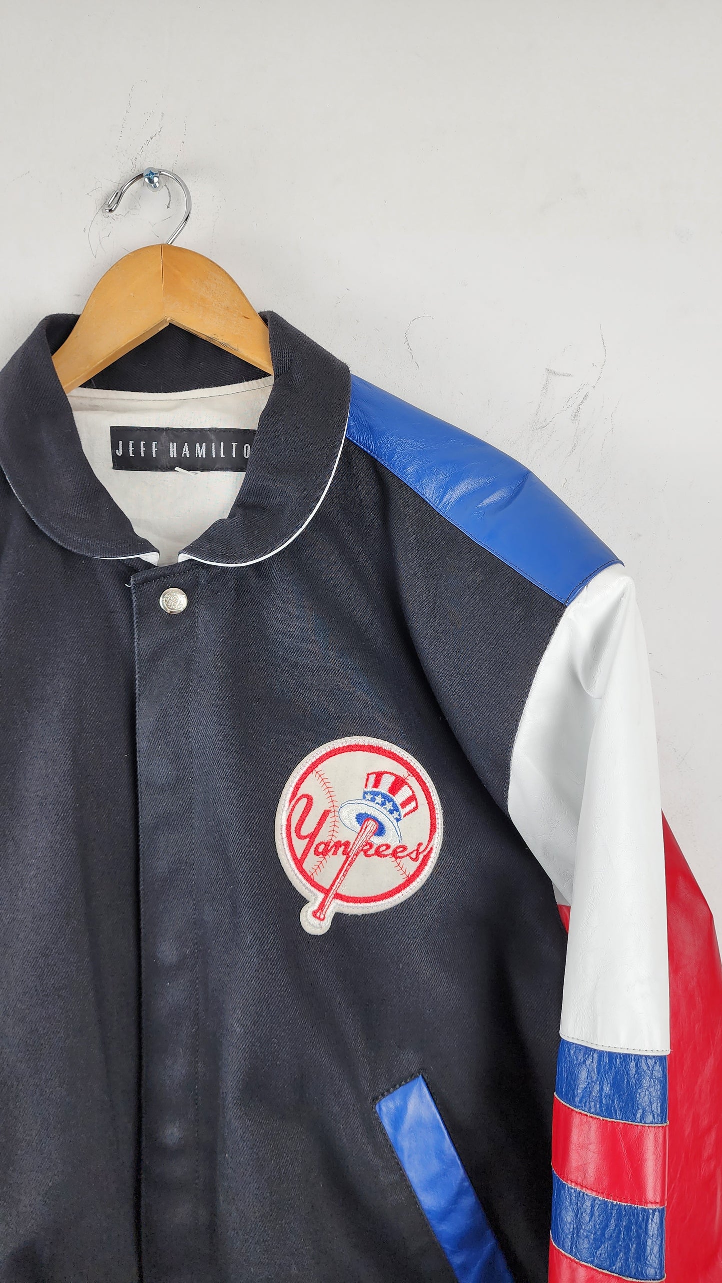 Vintage 90s Jeff Hamilton Yankees Leather Jacket