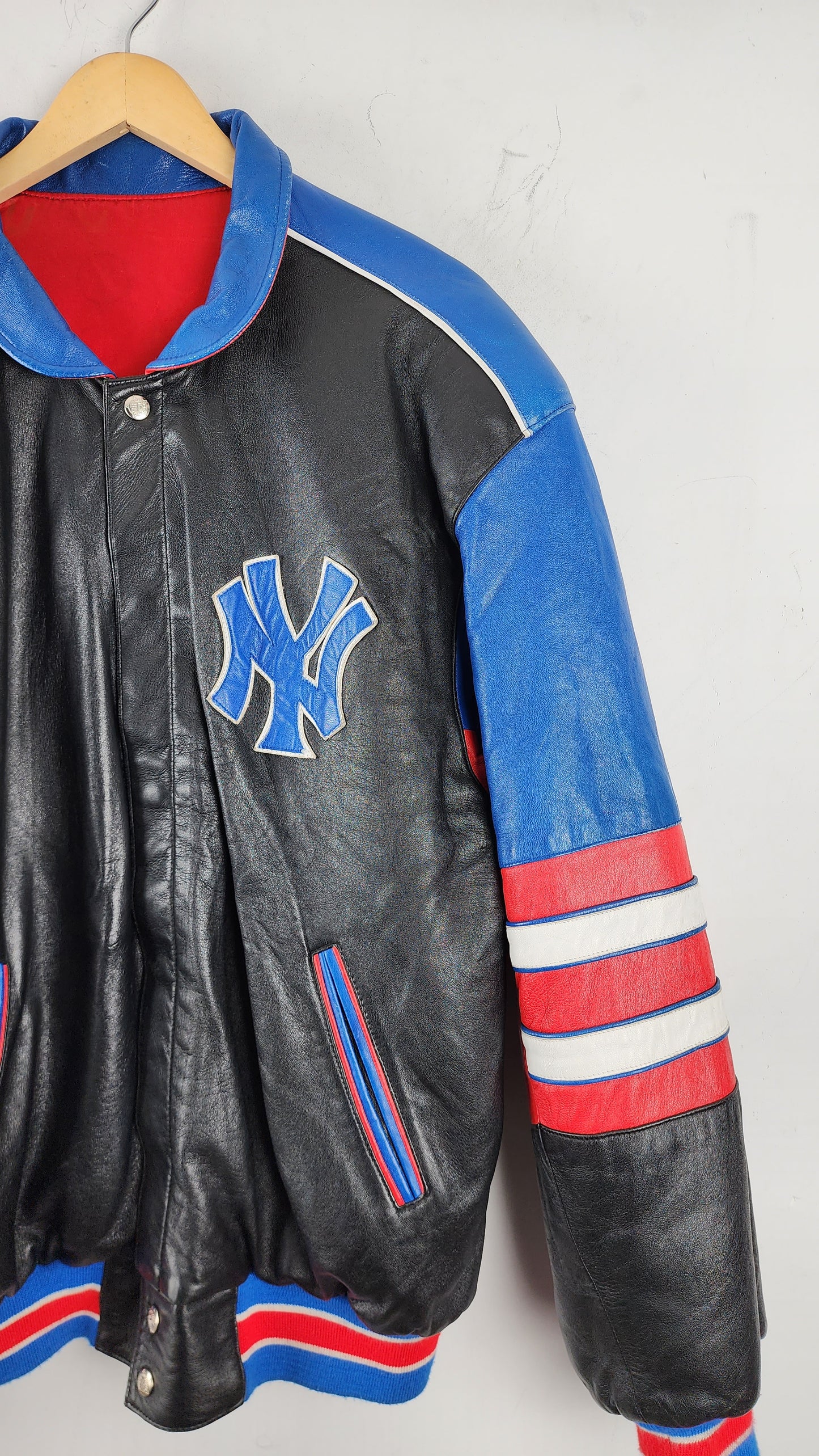 Vintage 90s Reversible Jeff Hamilton Yankees Leather Jacket