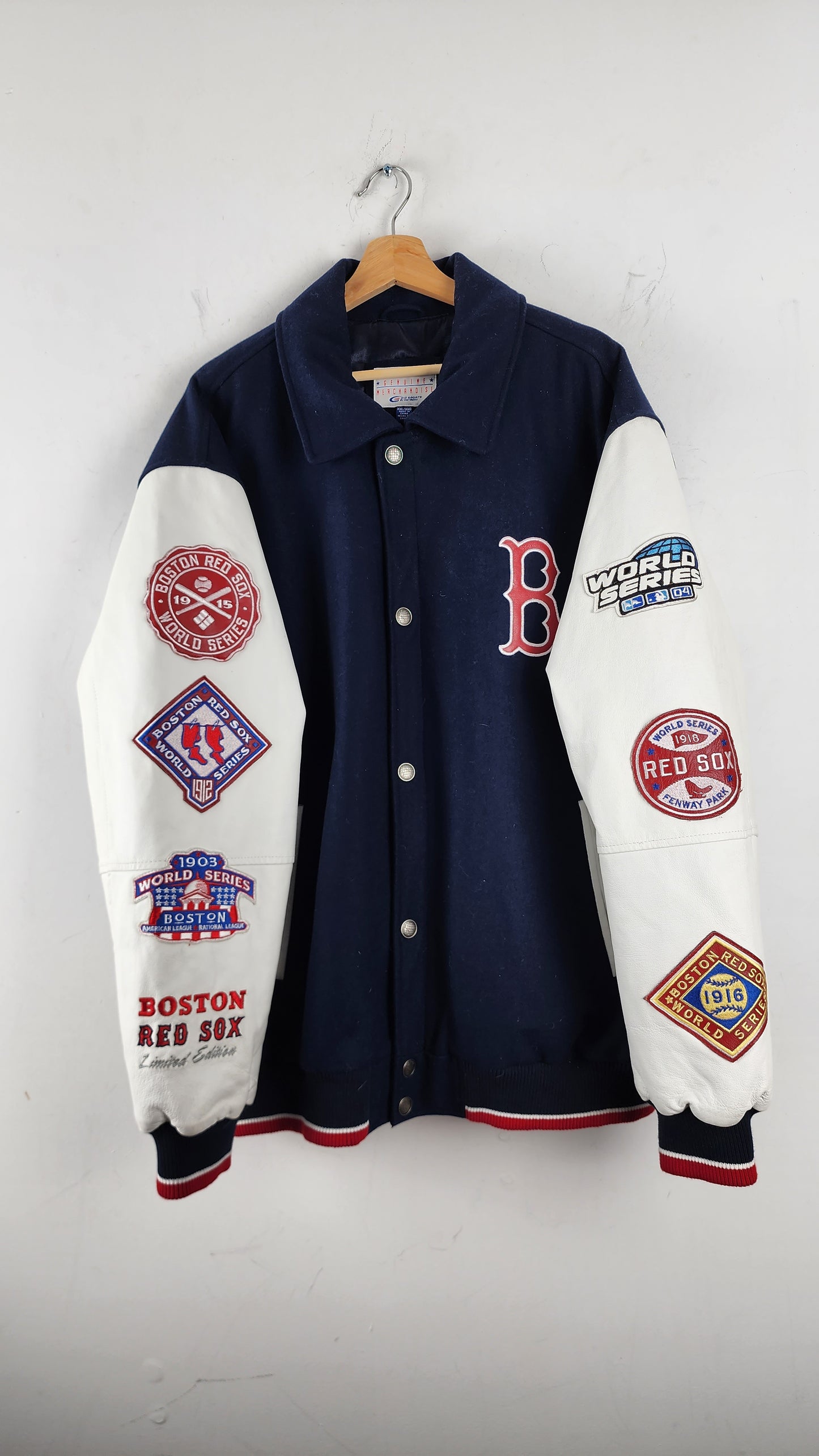 Vintage Boston Red Sox 6-Time World Series Champions Jacket with Leather Sleeves