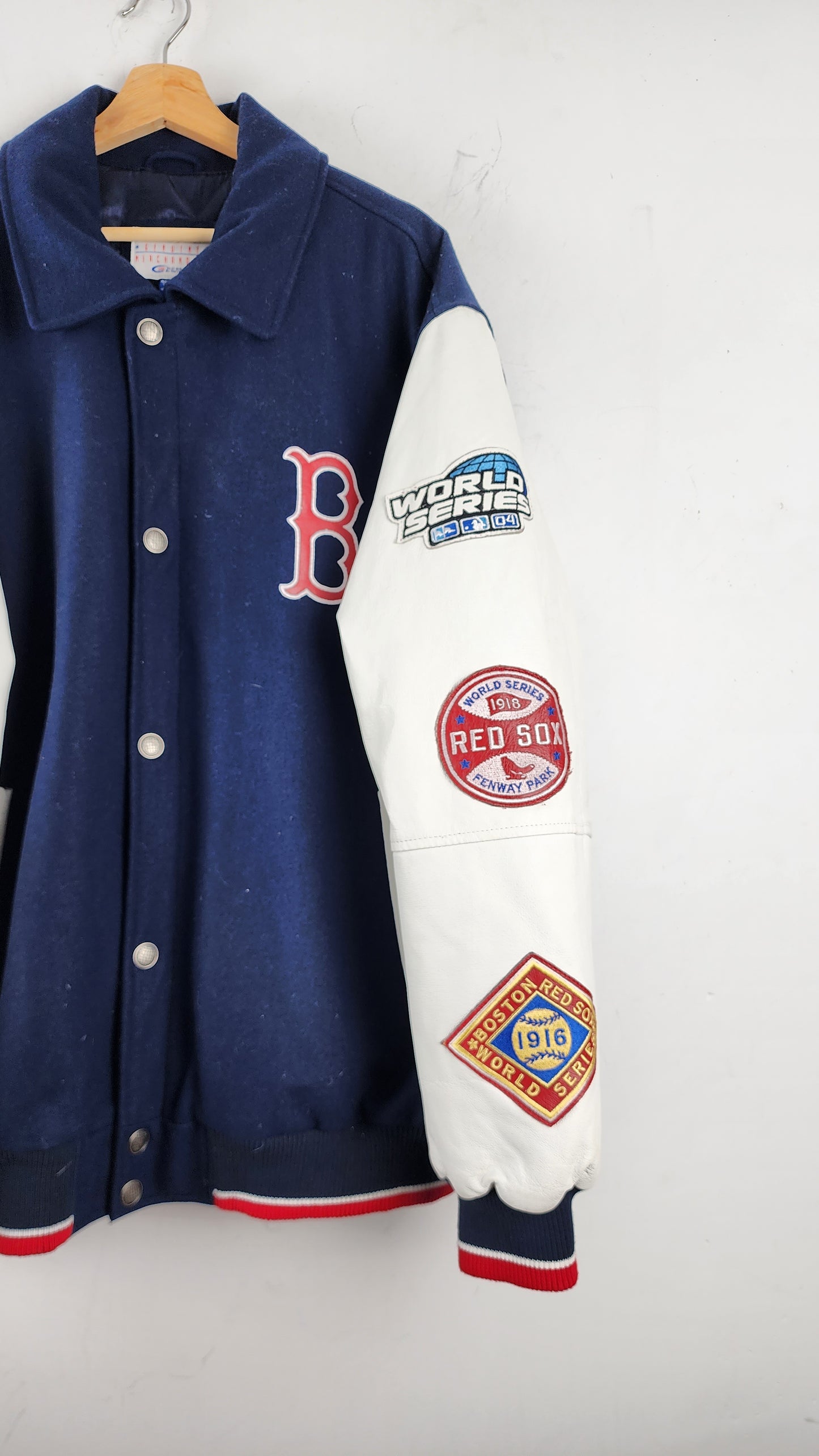 Vintage Boston Red Sox 6-Time World Series Champions Jacket with Leather Sleeves