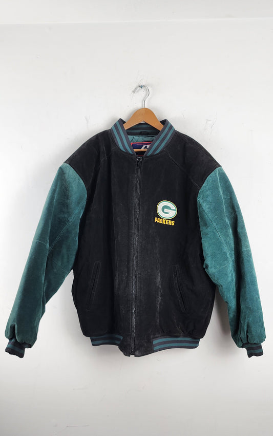 Vintage Green Bay Packers Leather Jacket