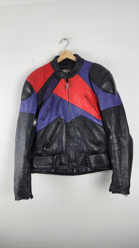 Vintage Multi-color Leather Moto Jacket