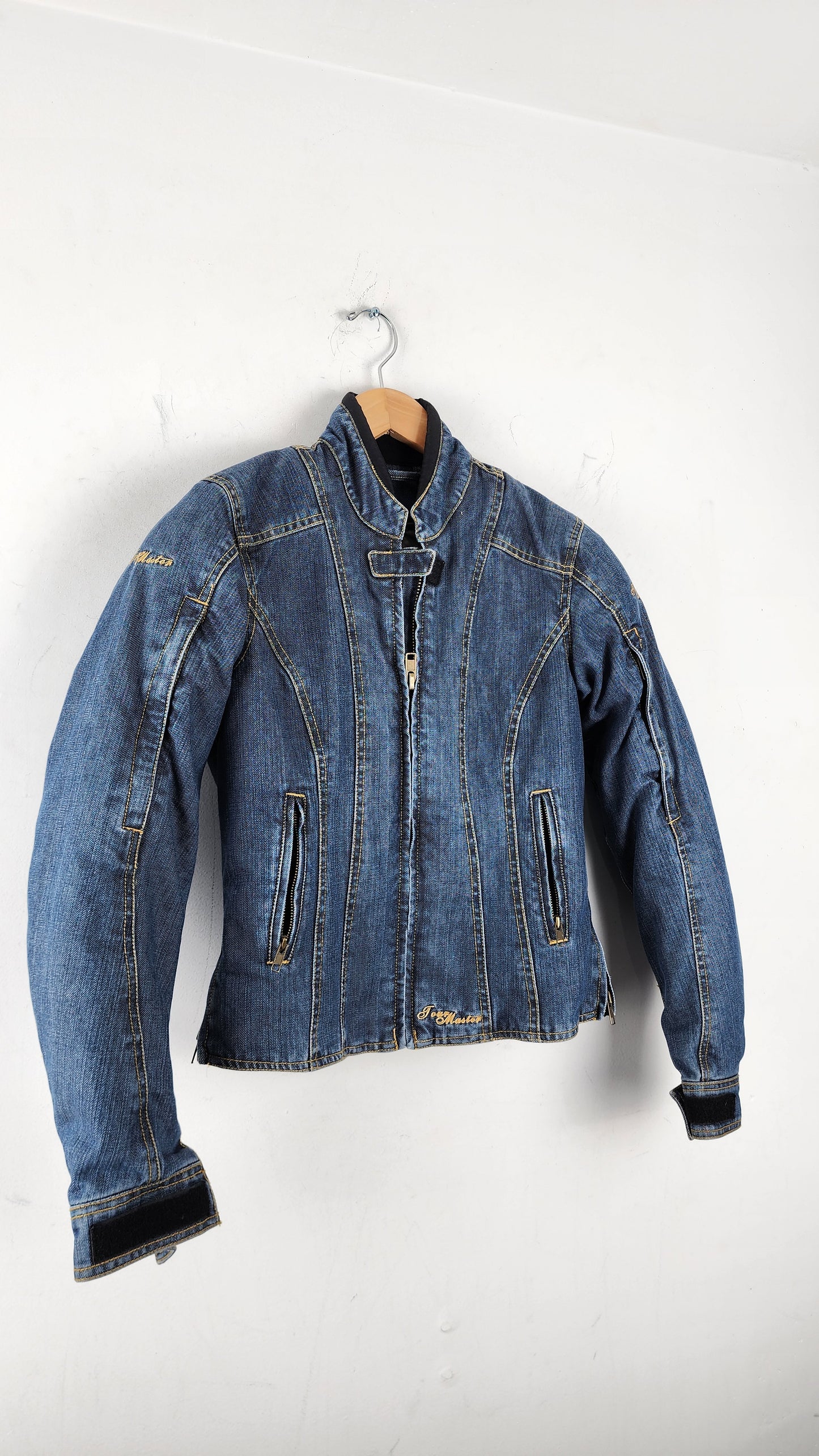 Womens Vintage Denim Moto Jacket