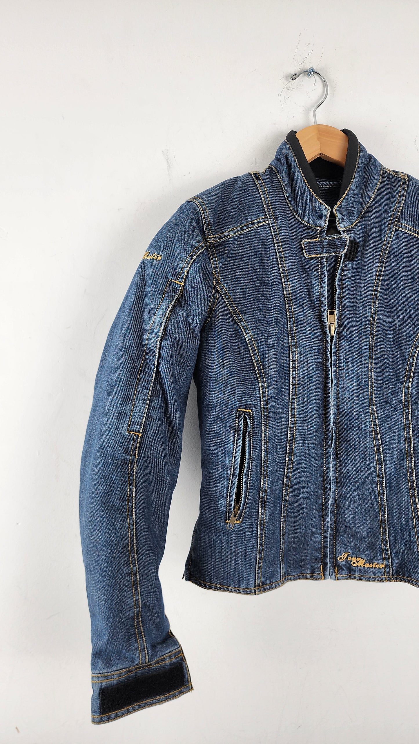 Womens Vintage Denim Moto Jacket